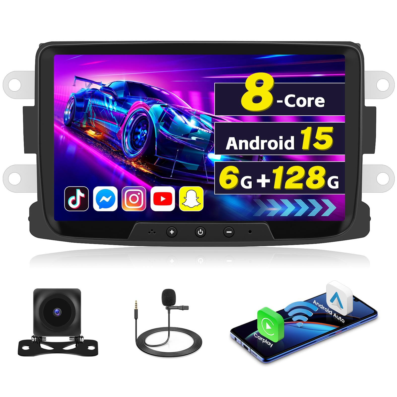 Inefala Autoradio Android 15 per Renault Dacia Duster Sandero Logan Dokker