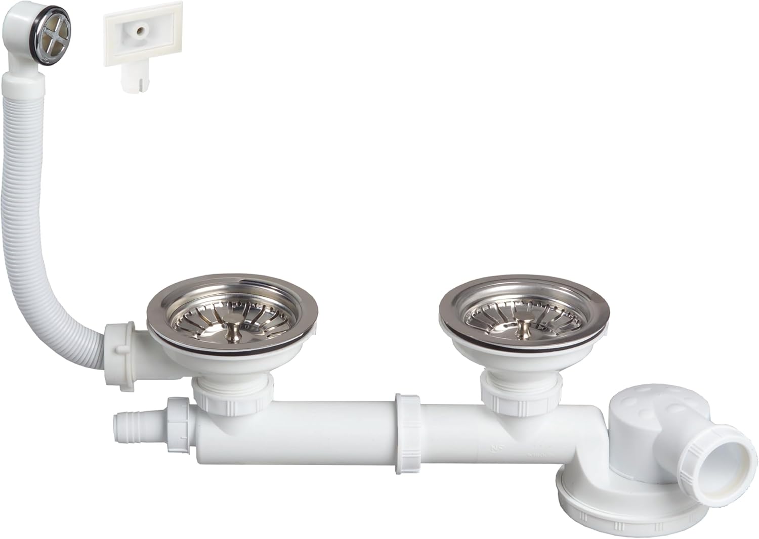 Wirquin 30718722 - Scarico Lavello 2 Vasche D90, Bianco