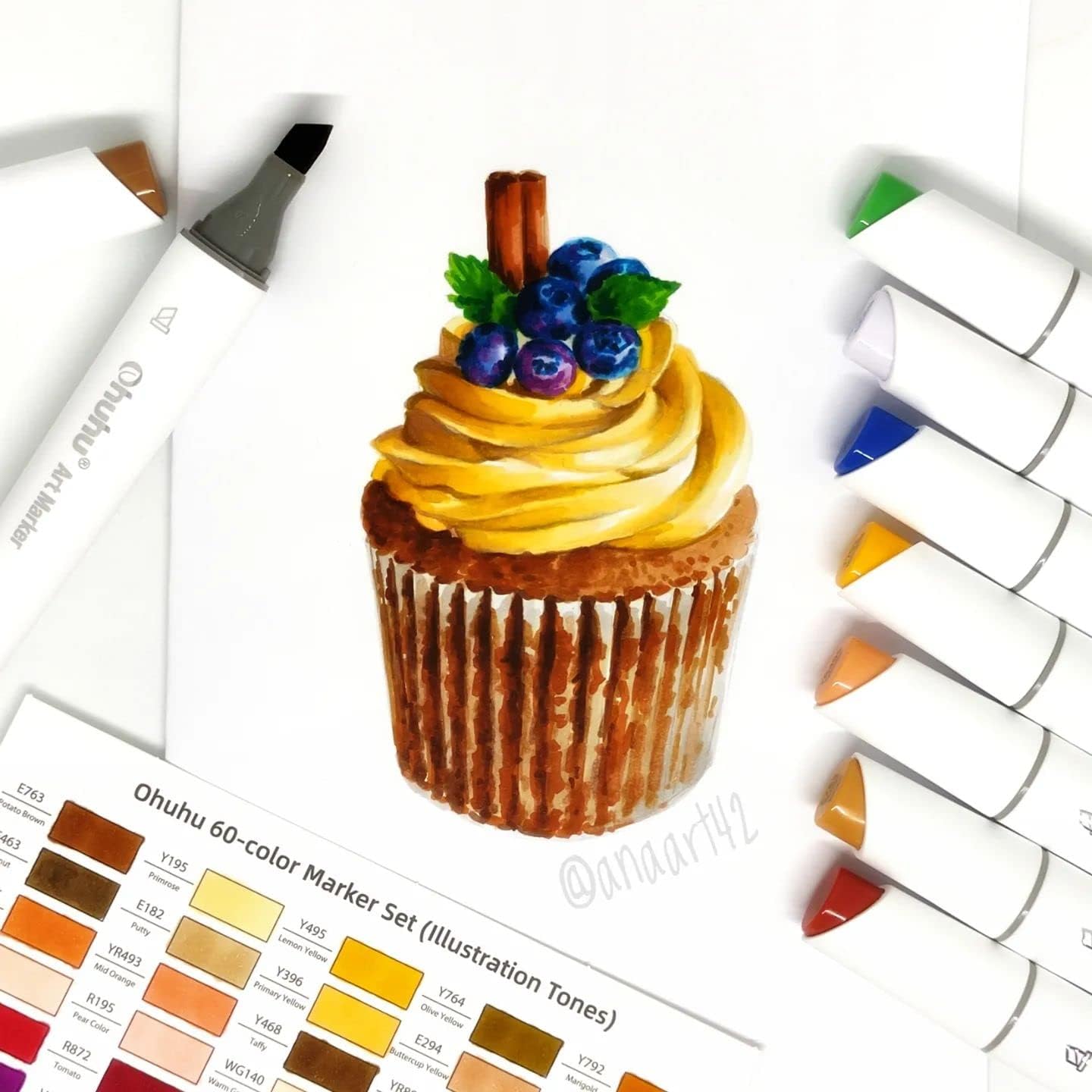 Ohuhu Set Pennarelli Alcol 60 Colori Doppia Punta - immagine 7