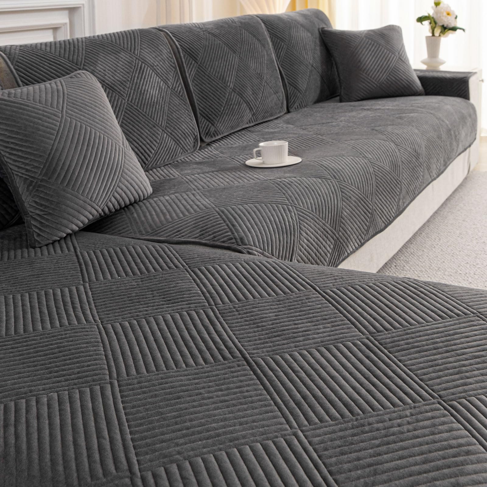 Copridivano Antiscivolo 4 Posti con Penisola