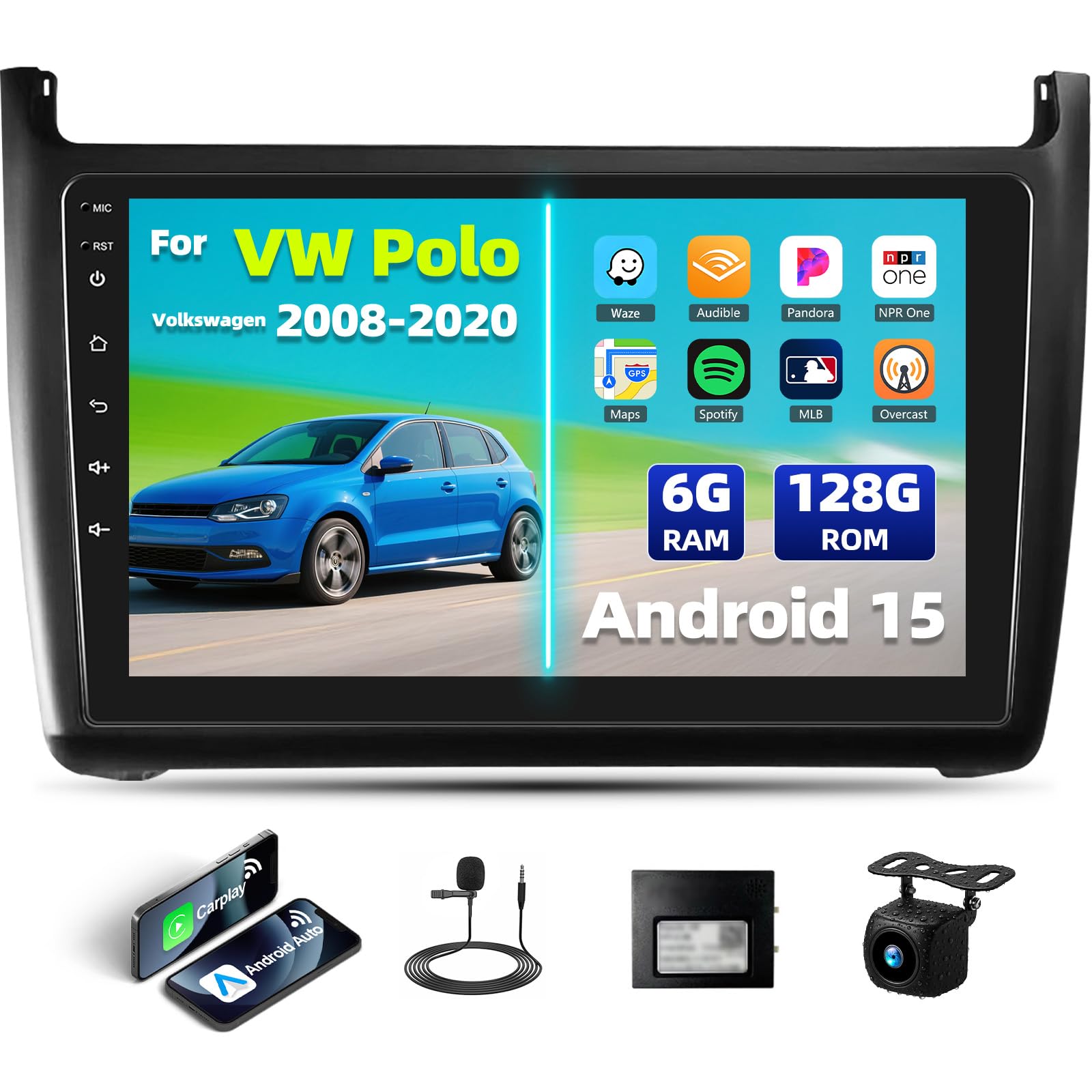 Gohhdl Autoradio Android 15 per VW Polo 2008-2020