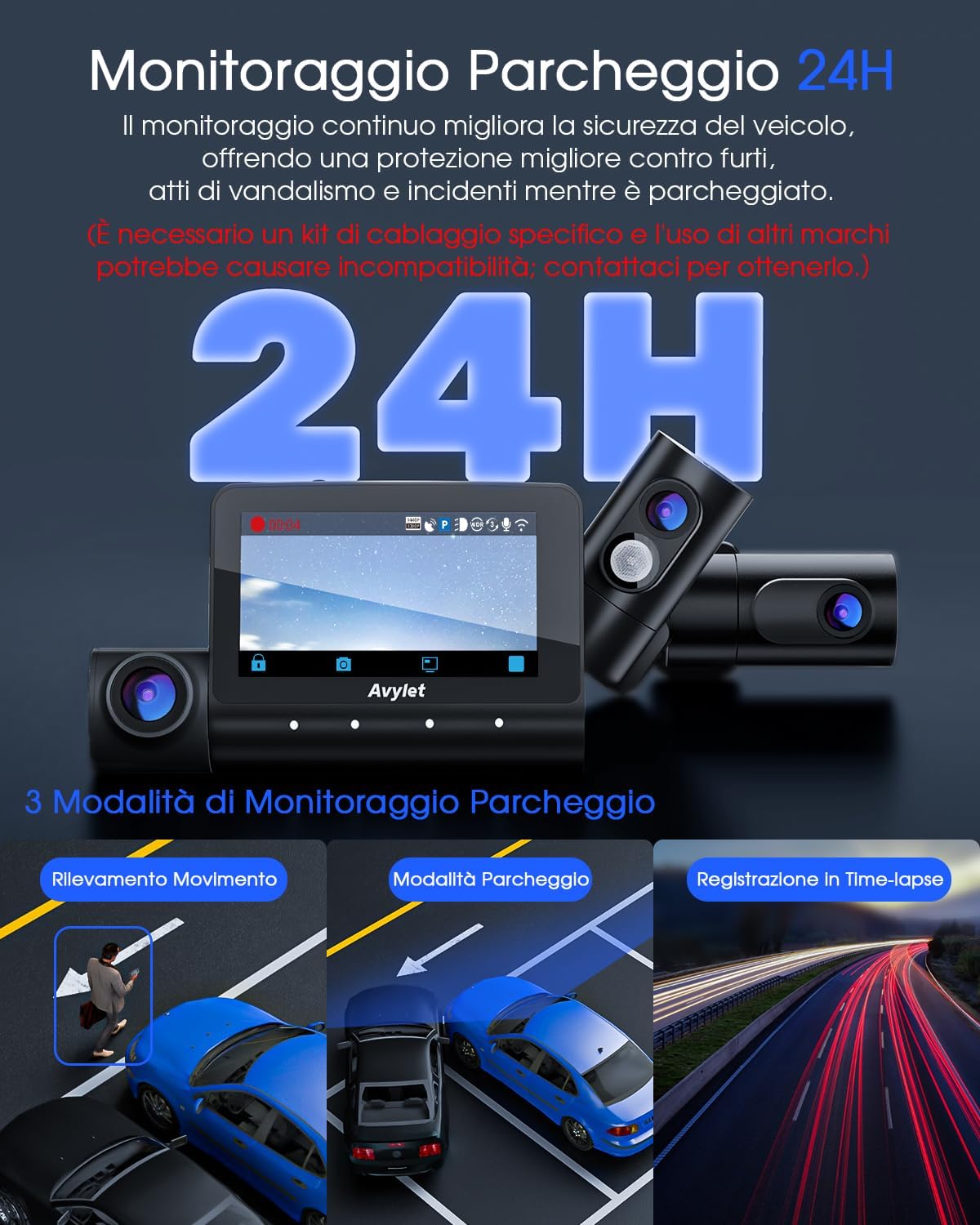 Avylet Dash Cam Auto 5K 3 Canali con Wi-Fi e GPS - immagine 8