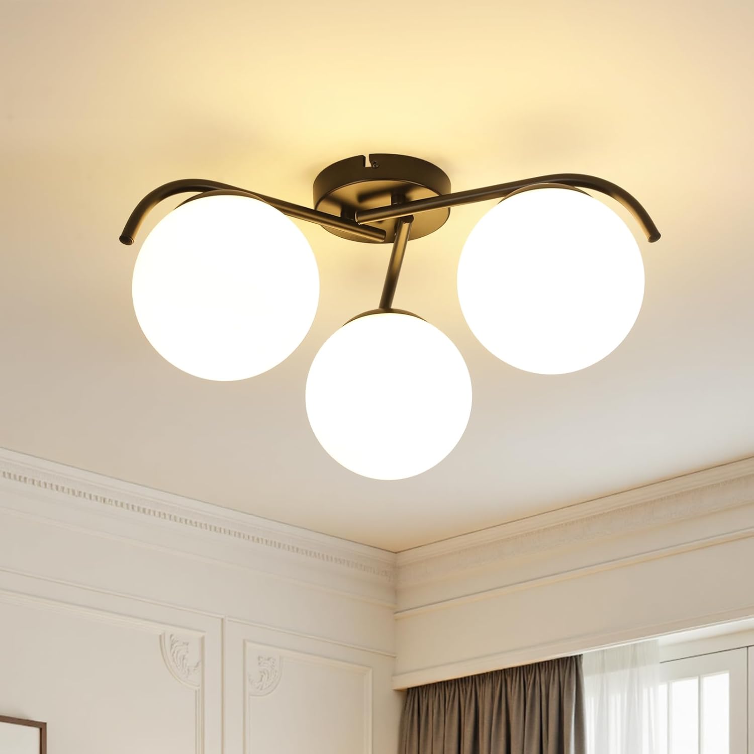 Lampada da Soffitto E27 Moderna a 3 Luci, Nero - immagine 1