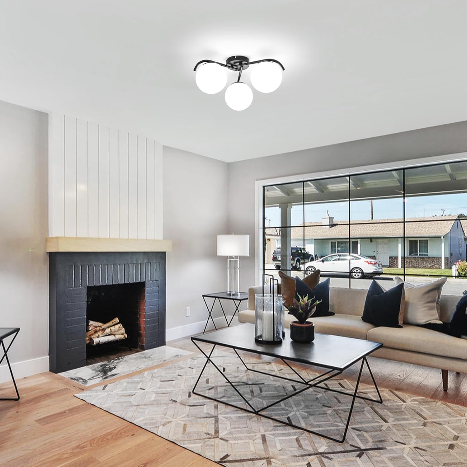 Lampada da Soffitto E27 Moderna a 3 Luci, Nero - immagine 3