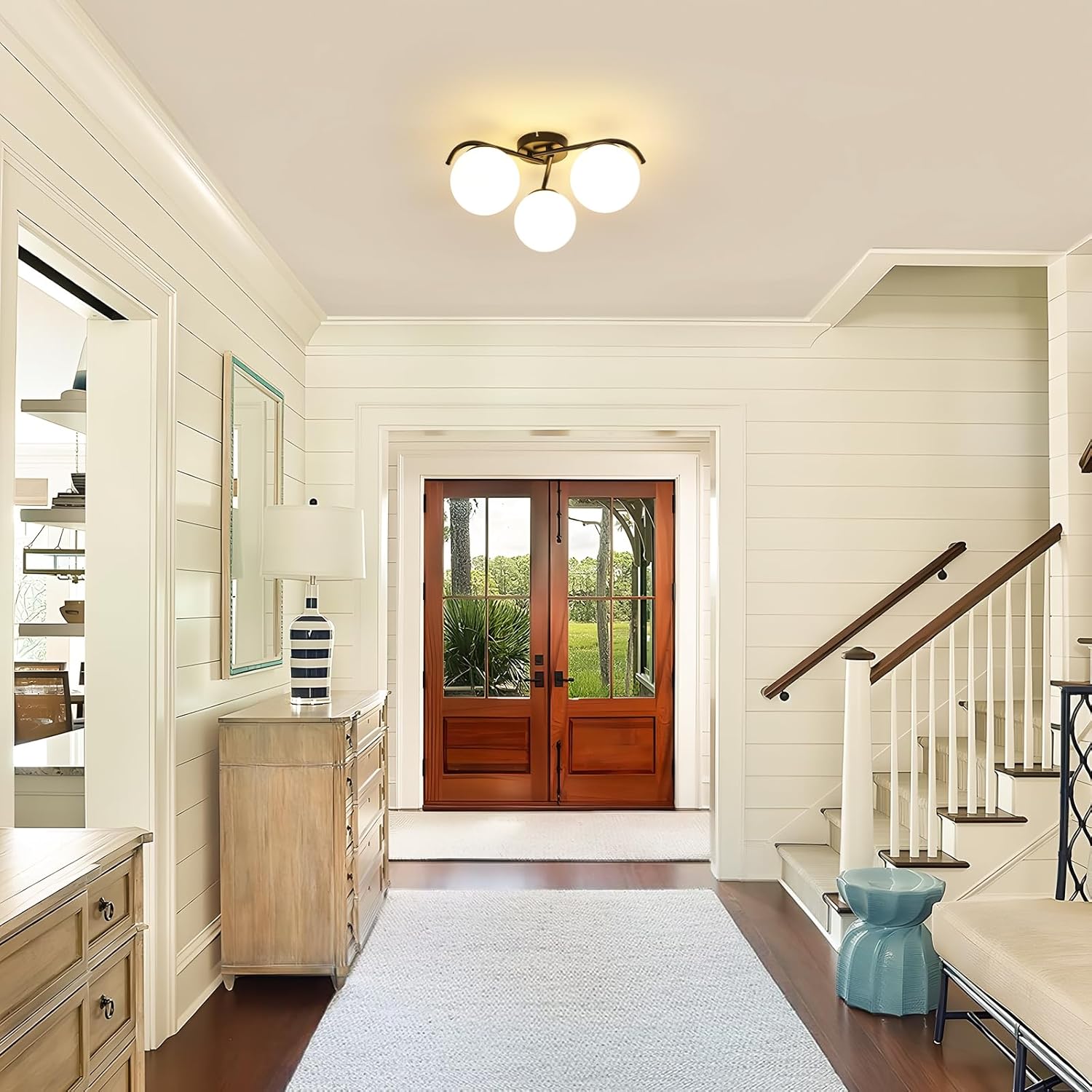 Lampada da Soffitto E27 Moderna a 3 Luci, Nero - immagine 4