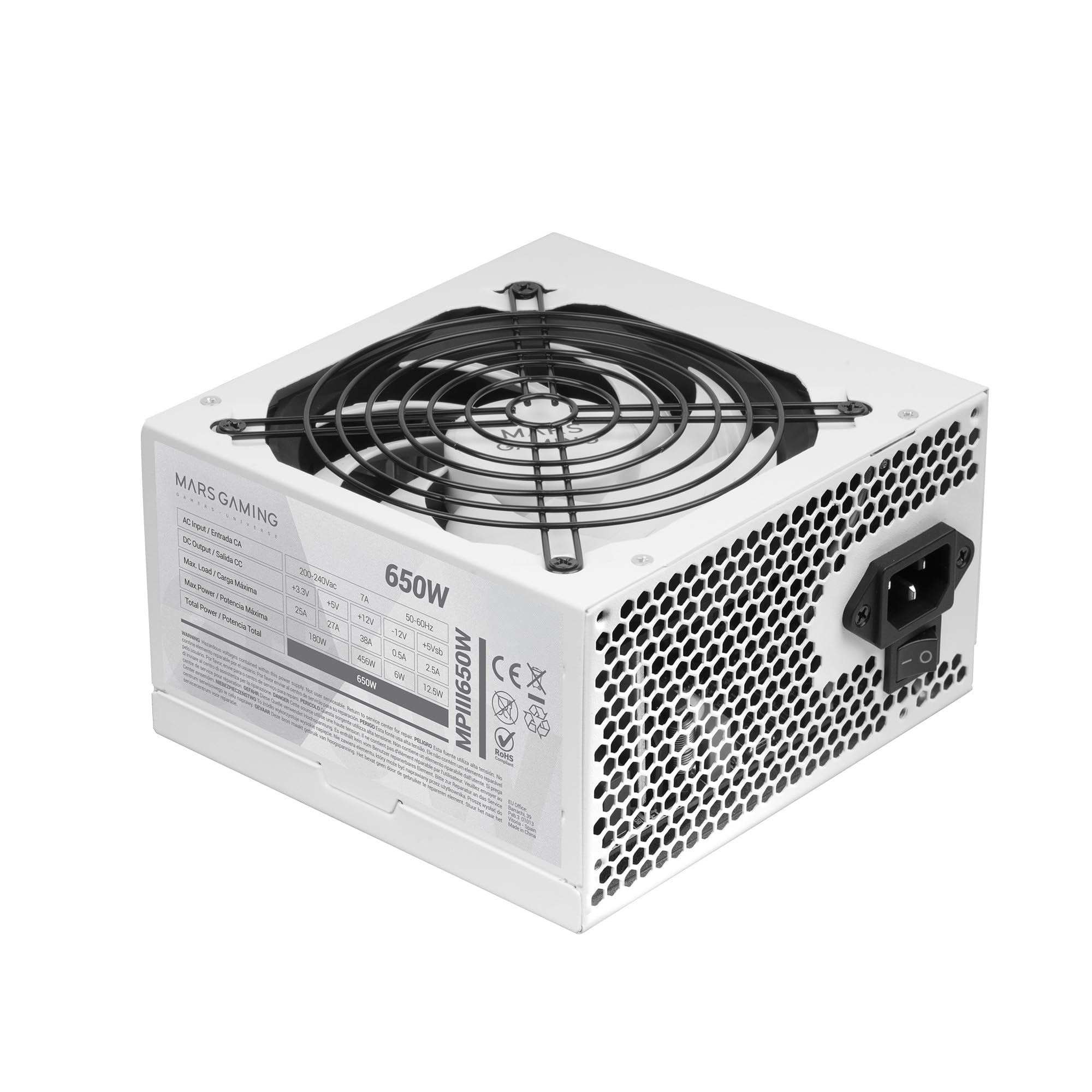 Mars Gaming MPIII650 - Alimentatore PC ATX 650W, Bianco