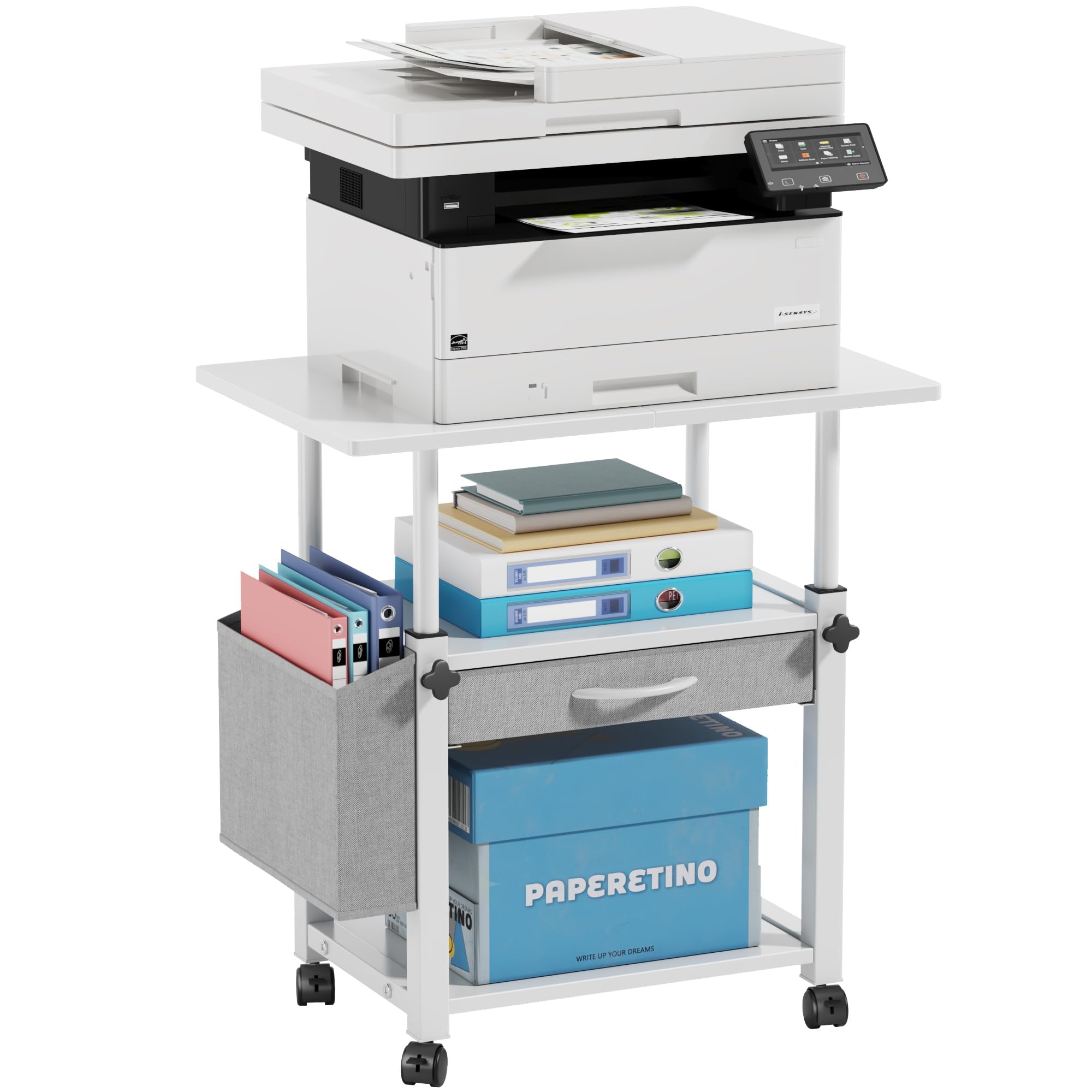 Mobile Porta Stampante 56x38cm 3 Livelli, Bianco