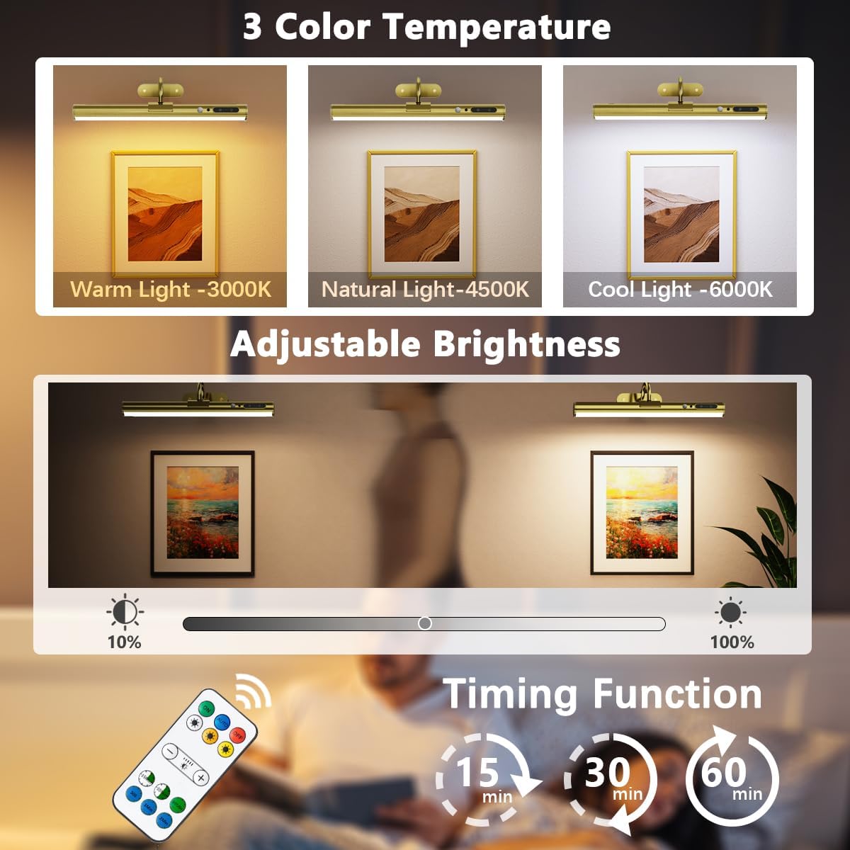 Lampada da Parete Ricaricabile con Sensore di Movimento - immagine 2