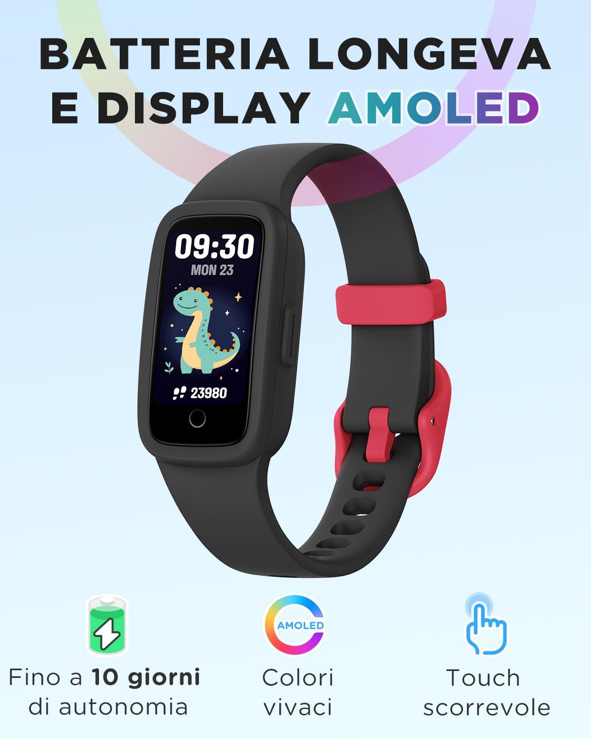 Biggerfive Vigor 3 Smartwatch Bambini AMOLED, Nero - immagine 2