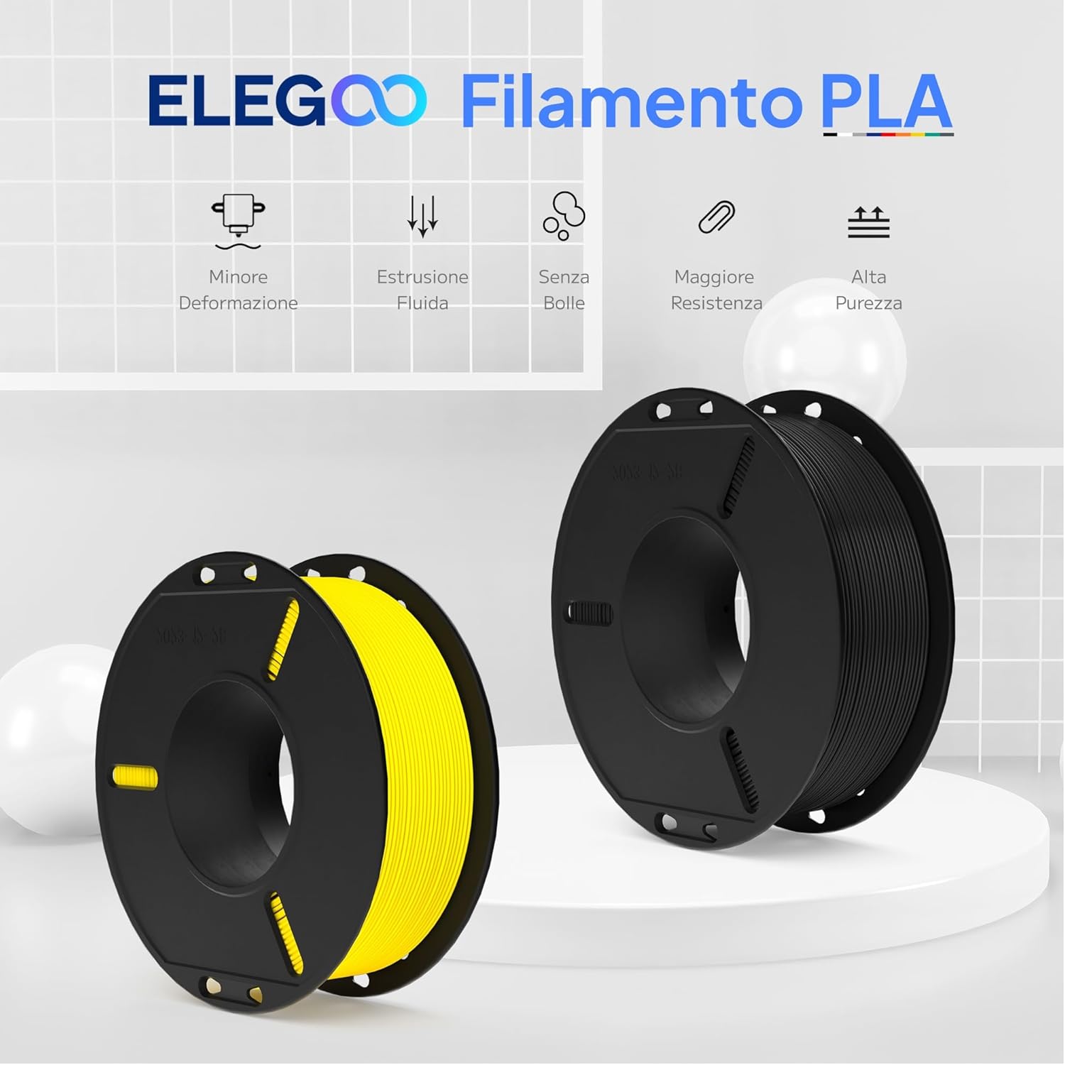Elegoo Filamento PLA 1.75mm Multicolore - 8x250g - immagine 2