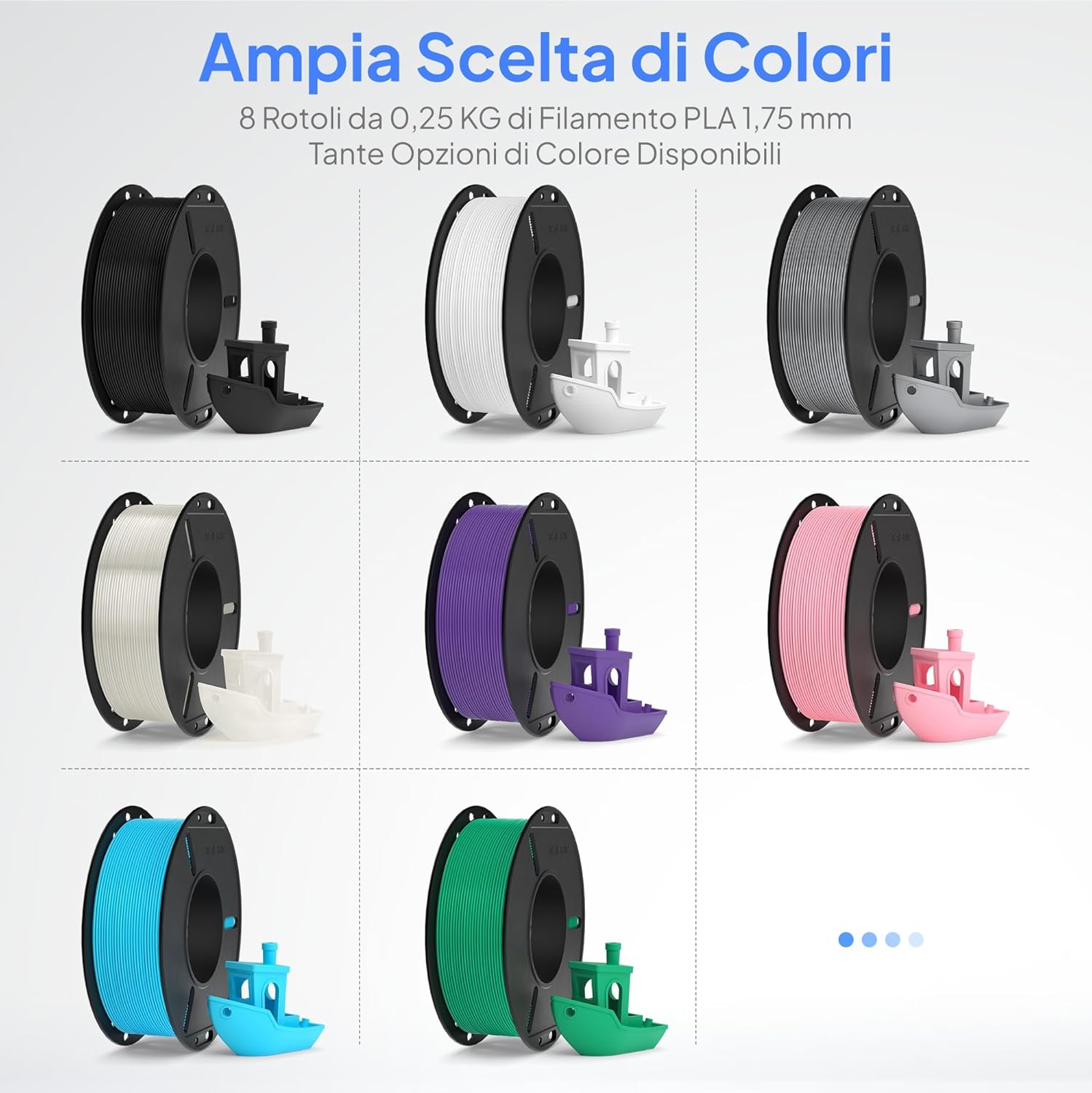 Elegoo Filamento PLA 1.75mm Multicolore - 8x250g - immagine 6