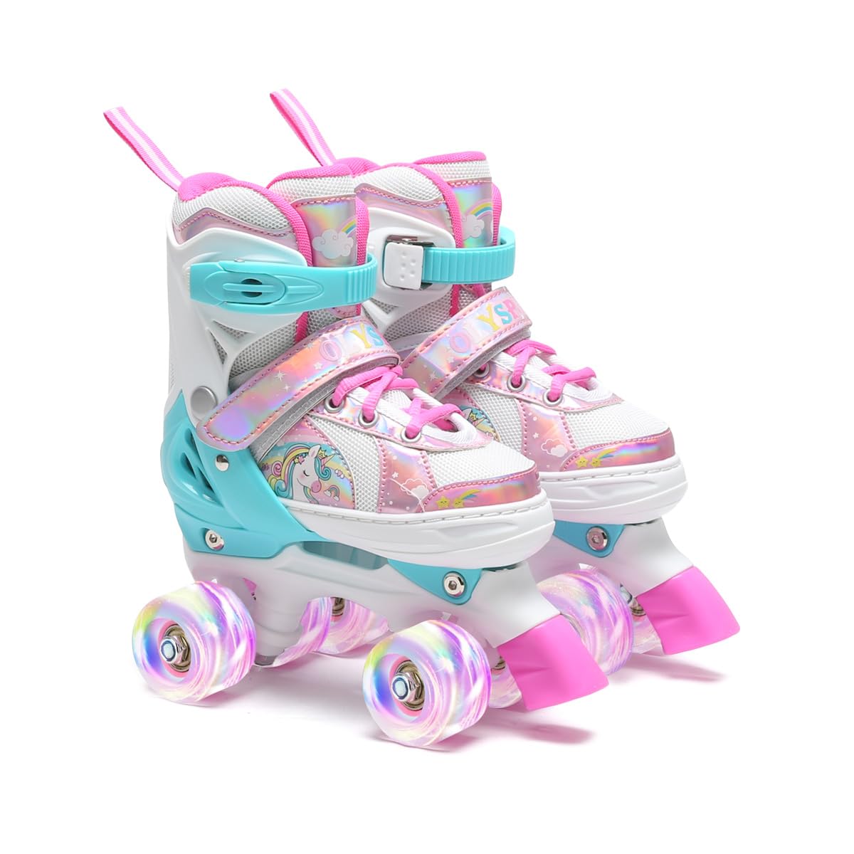 Olyspm Pattini a Rotelle Bambina 4 Ruote Lampeggianti