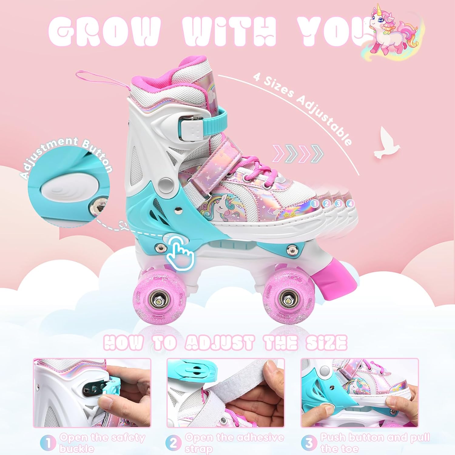 Olyspm Pattini a Rotelle Bambina 4 Ruote Lampeggianti - immagine 3