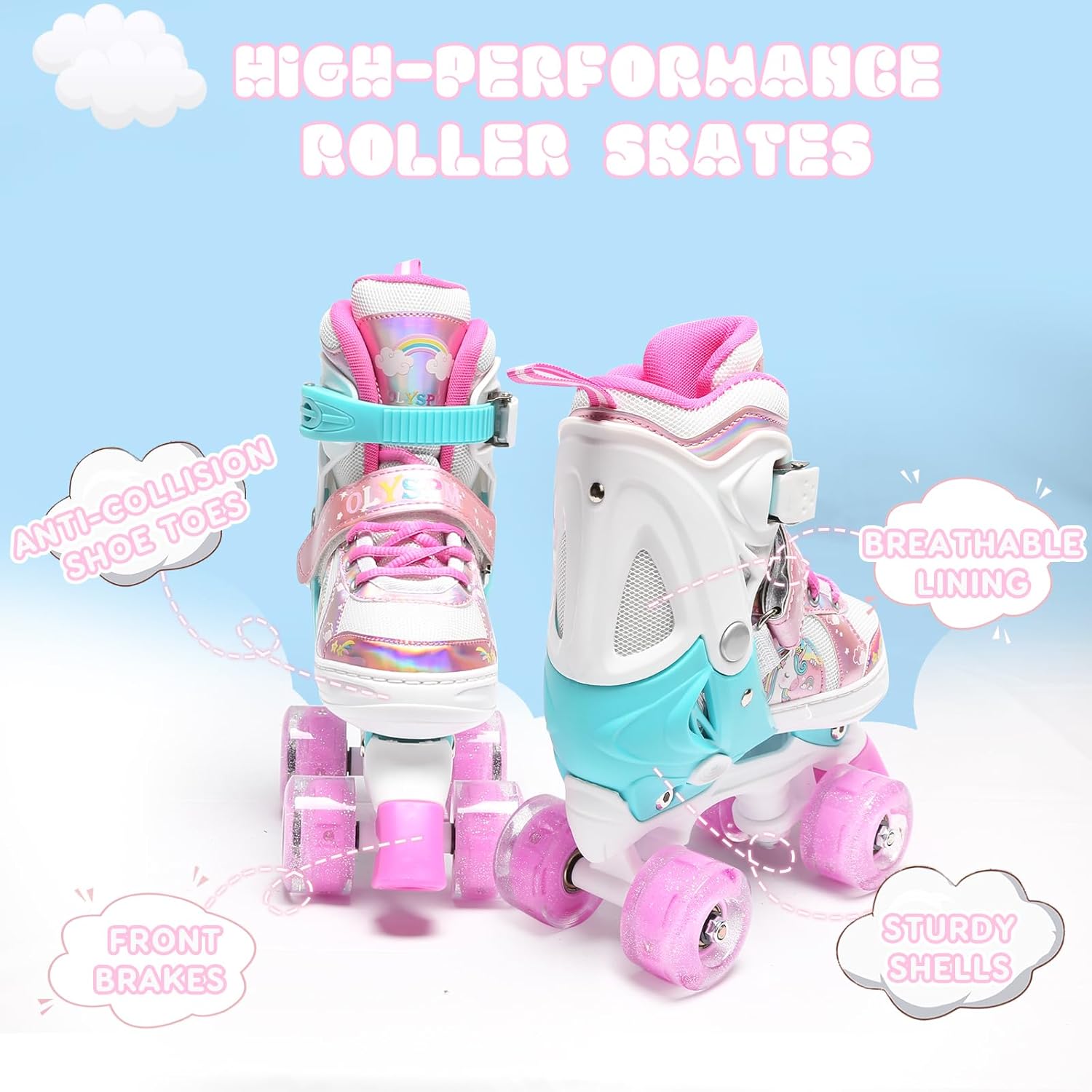 Olyspm Pattini a Rotelle Bambina 4 Ruote Lampeggianti - immagine 4