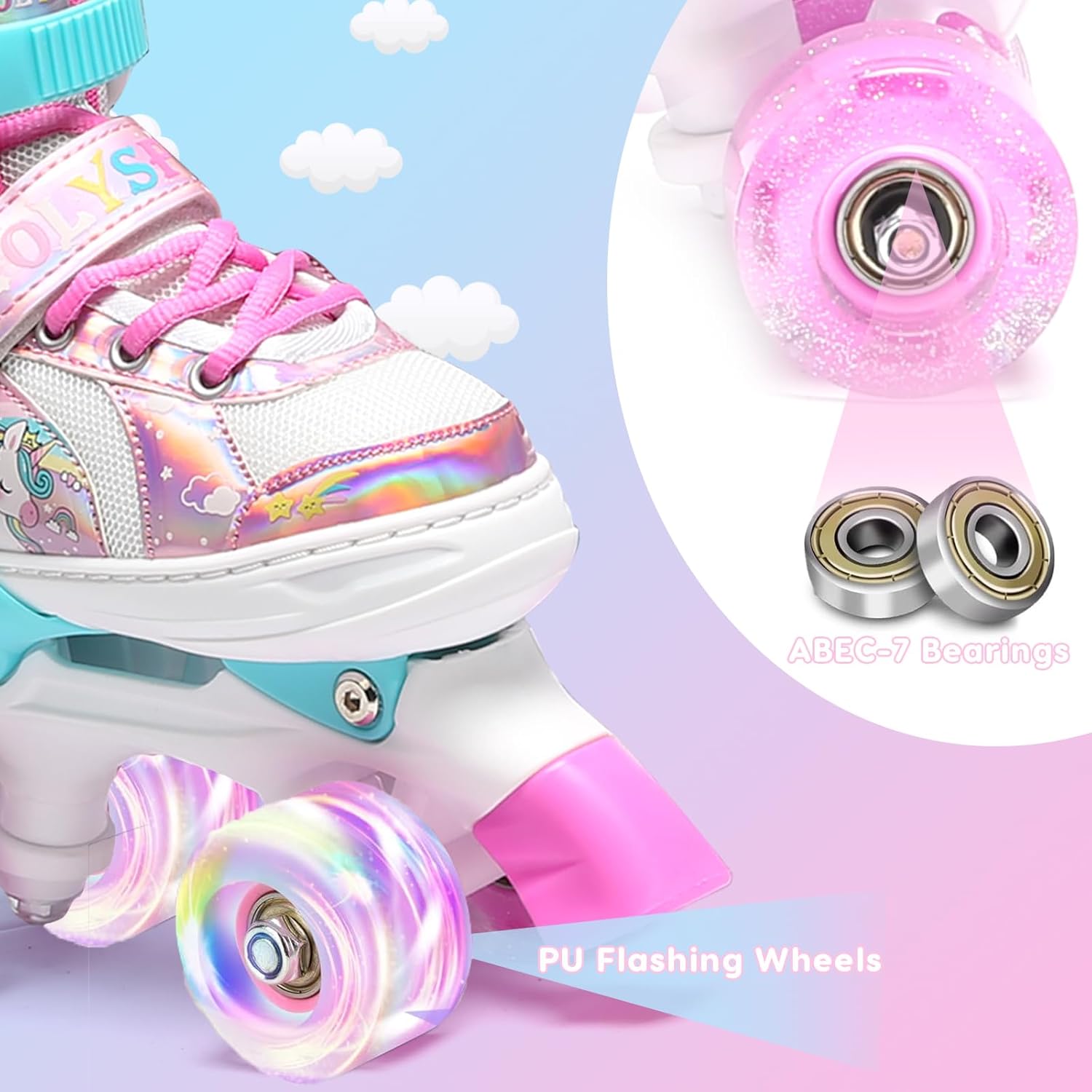 Olyspm Pattini a Rotelle Bambina 4 Ruote Lampeggianti - immagine 6