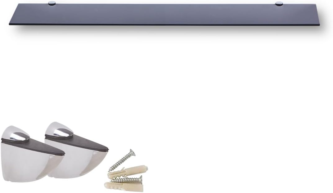 Euro Tische Mensola da Parete in Vetro 90cm, Nero