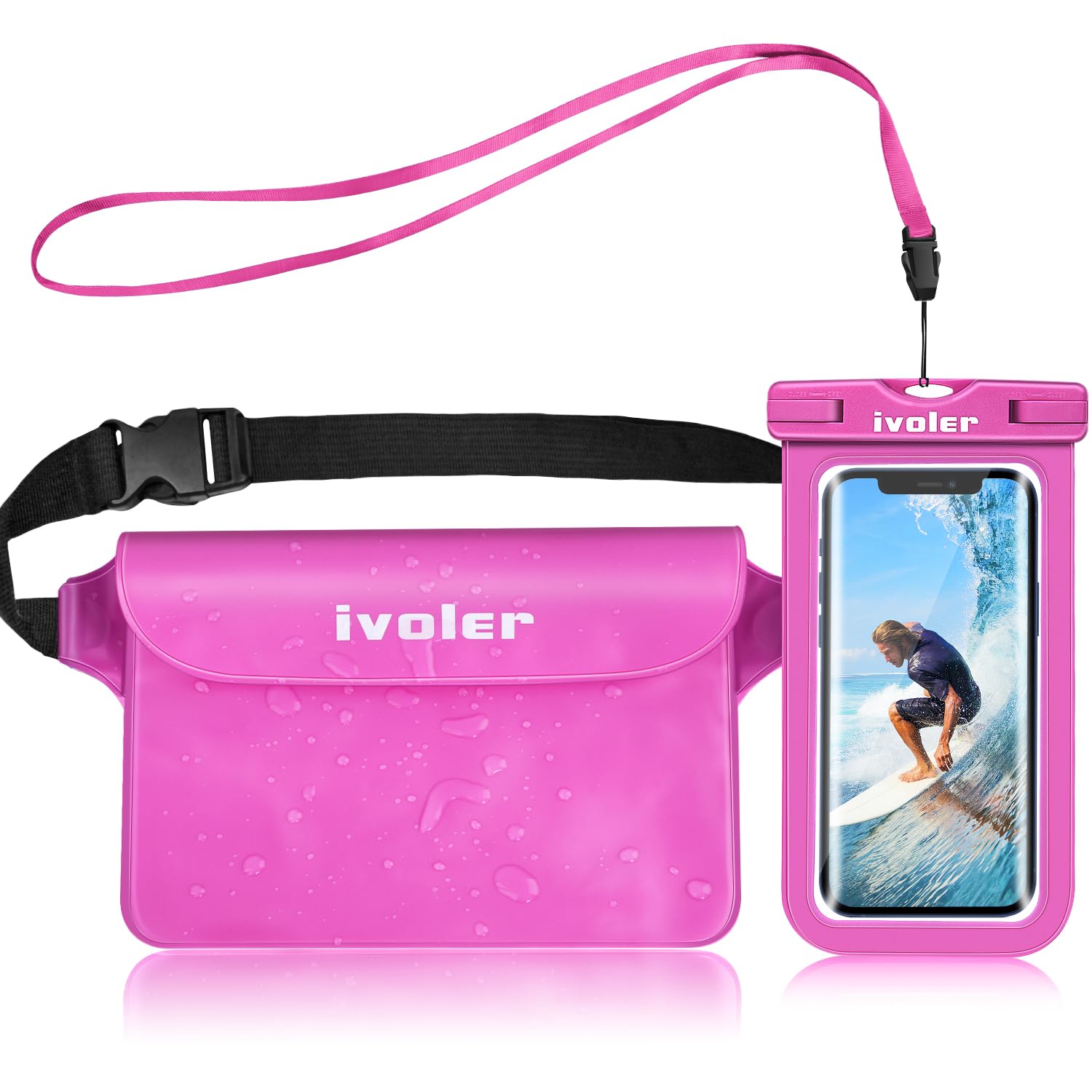 ivoler Custodia impermeabile + custodia per telefono, custodia impermeabile per spiaggia, nuoto, canottaggio, kayak, escursionismo, proteggere telefono, fotocamera, contanti, MP3, passaporto