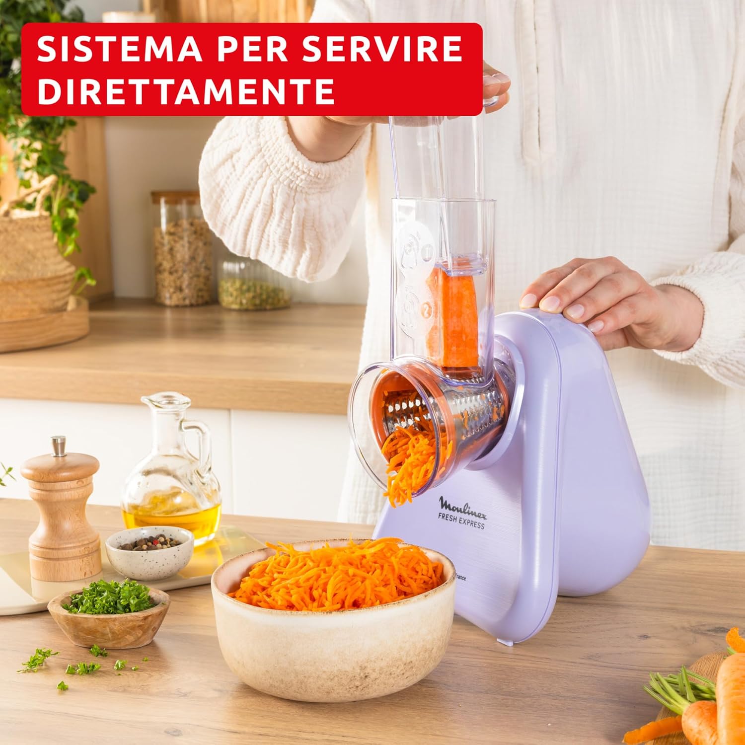Moulinex Fresh Express - Tritaverdure Elettrico 4 in 1, Lilla - immagine 3