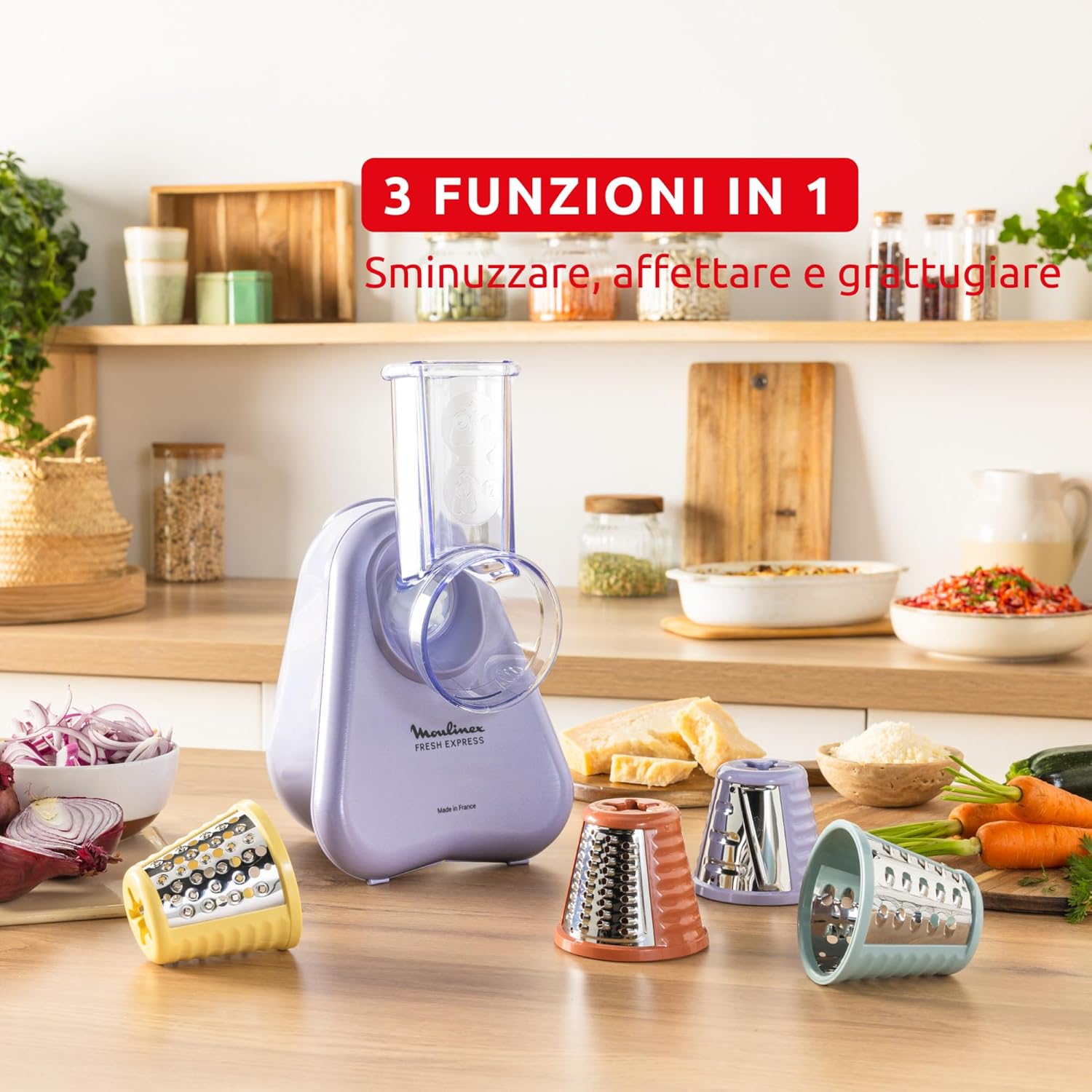 Moulinex Fresh Express - Tritaverdure Elettrico 4 in 1, Lilla - immagine 4