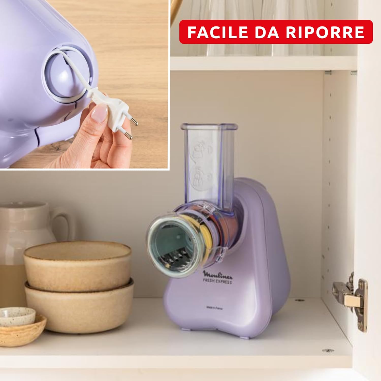Moulinex Fresh Express - Tritaverdure Elettrico 4 in 1, Lilla - immagine 6