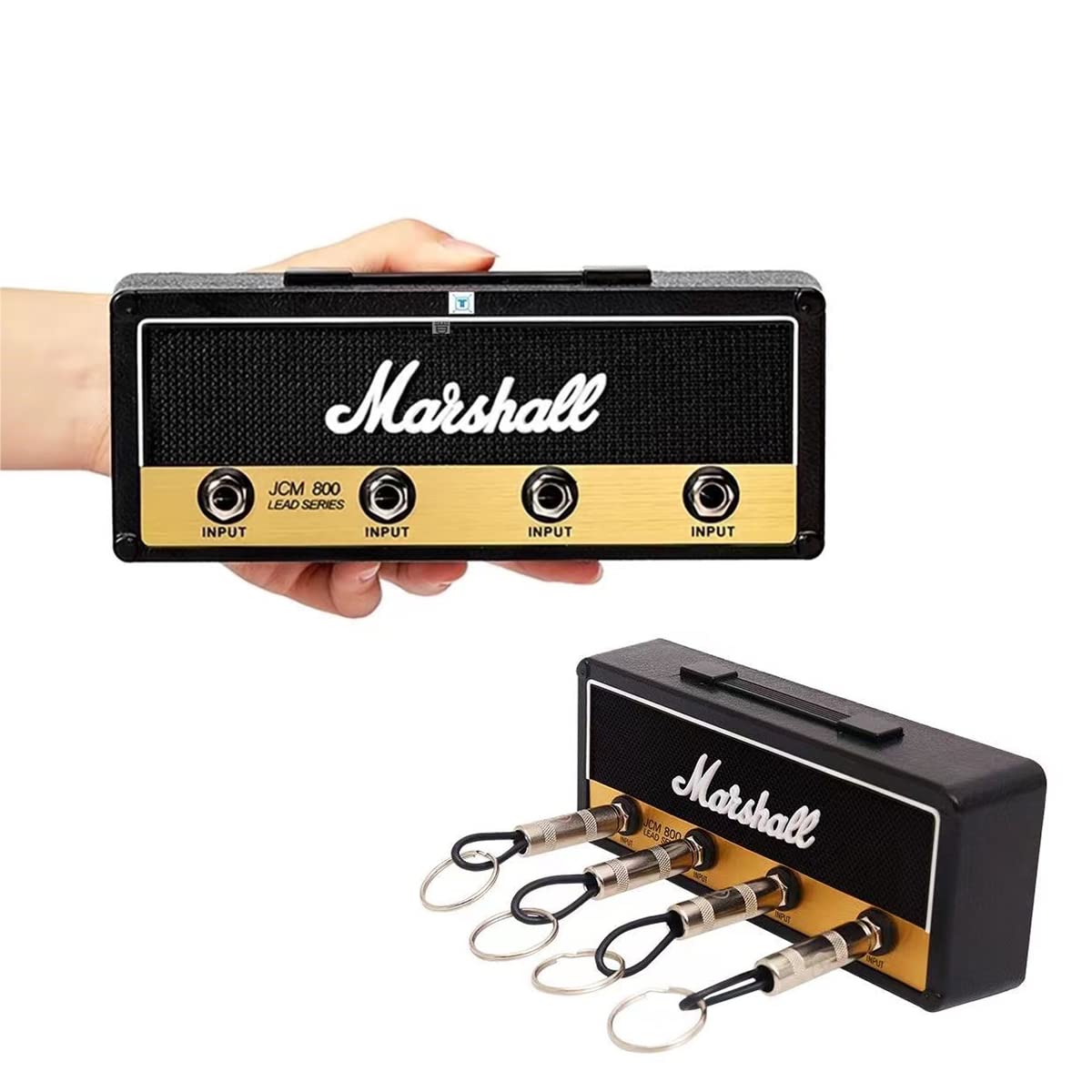 Portachiavi da Parete Retrò con 4 Spine Chitarra, Nero