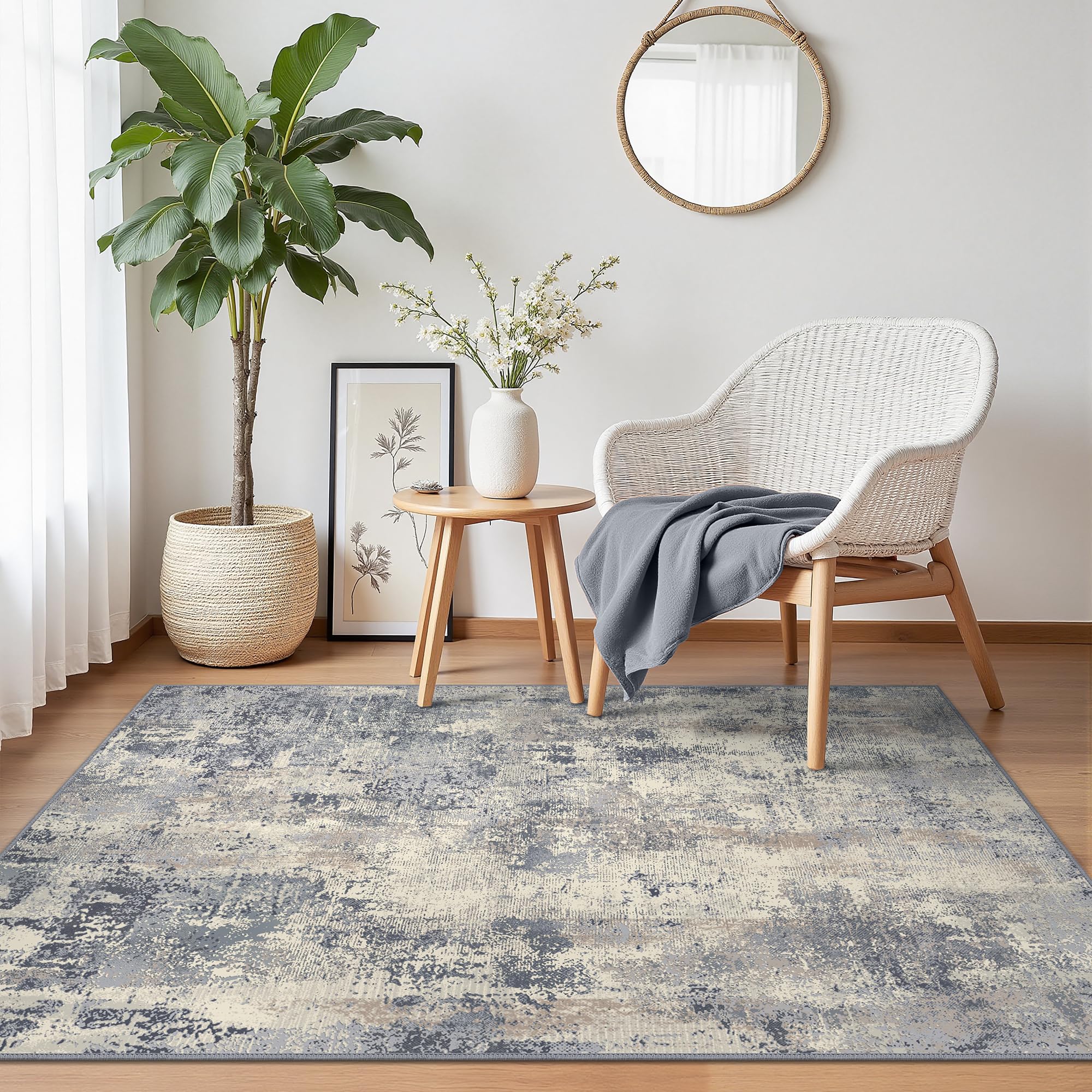 Tappeto Salotto Pelo Corto Moderno Astratto 160x230cm, Ciano