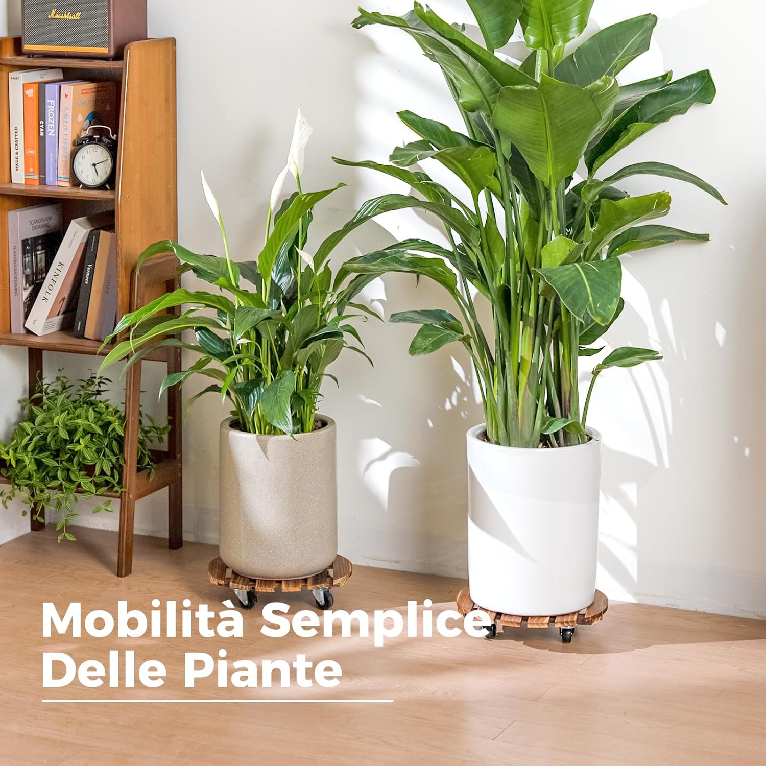 Bamworld Porta Piante da Interno con Ruote - Set 2 - immagine 4