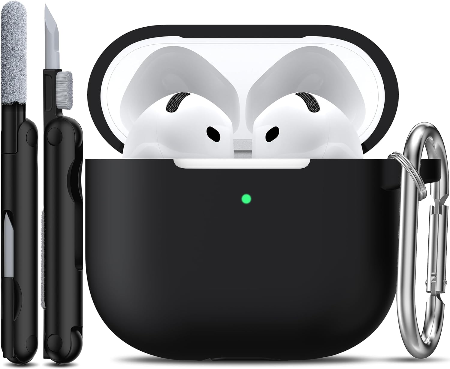 R-fun Custodia Morbida Silicone per Airpods 4th, Nero - immagine 1