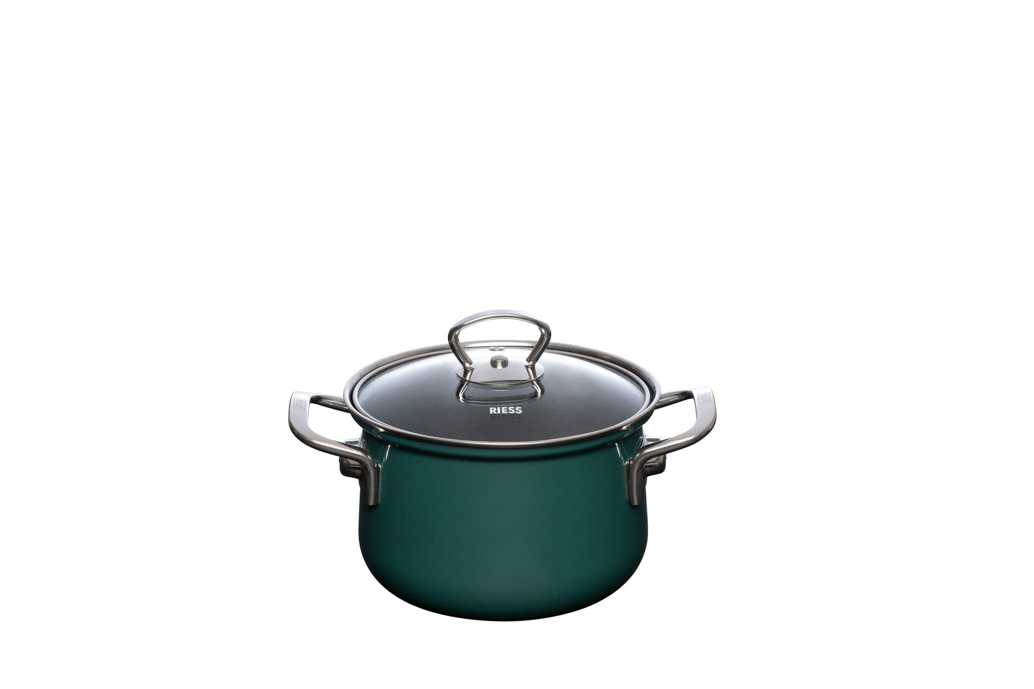 Riess 0659-007 - Pentola Carne con Coperchio Vetro 24 cm 6L, Verde Scuro