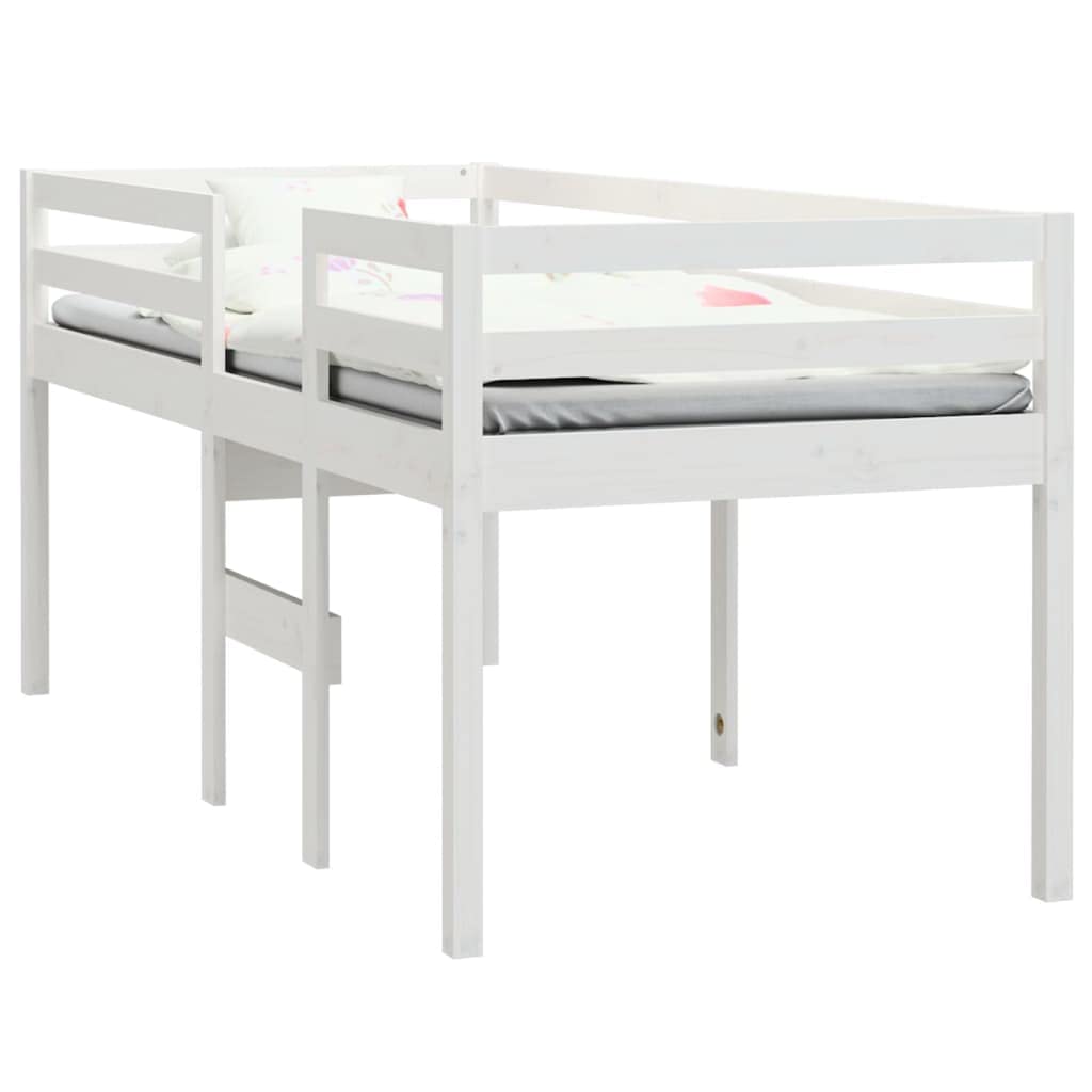 vidaXL Letto a Soppalco Bianco 90x190 cm in Legno Massello di Pino