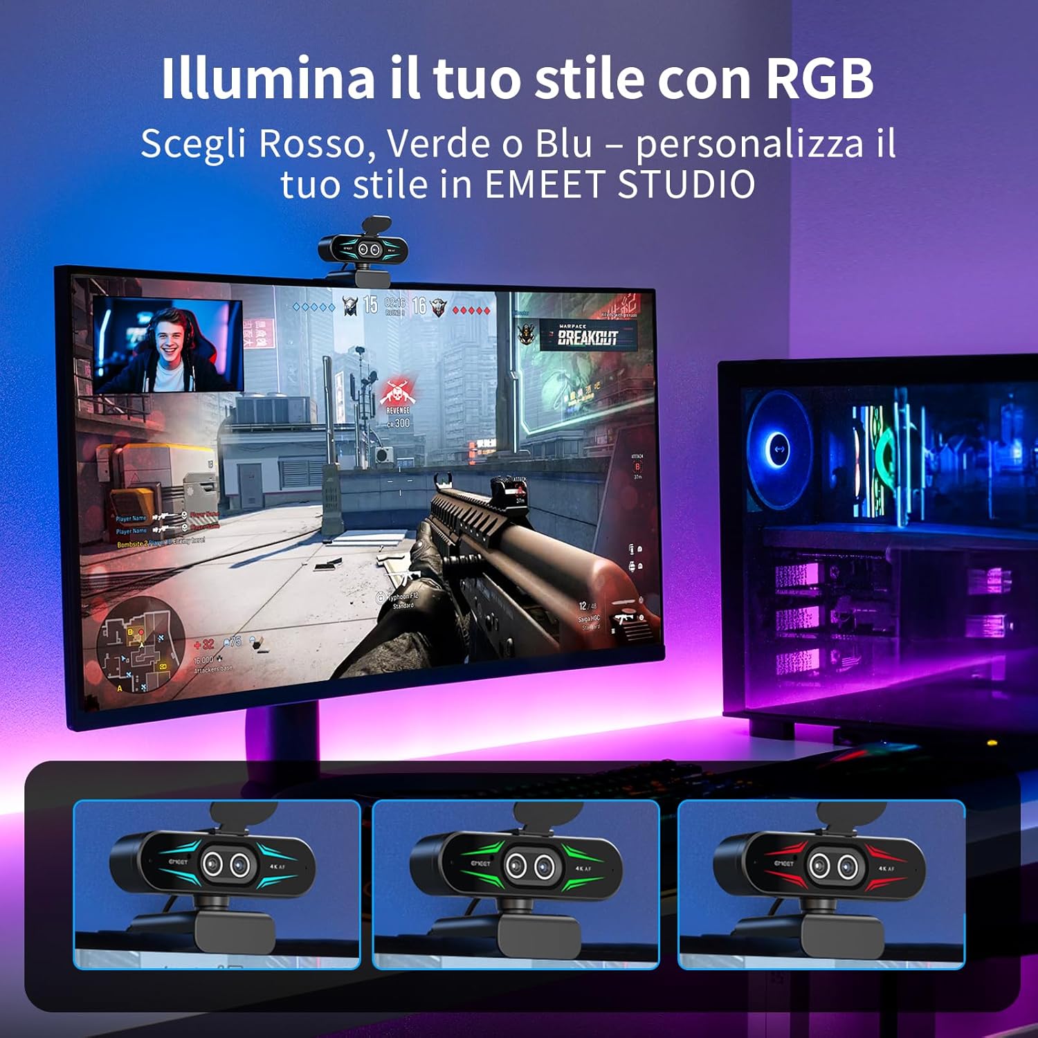 Emeet Webcam 4K con Doppia Fotocamera e Zoom 11X - immagine 7