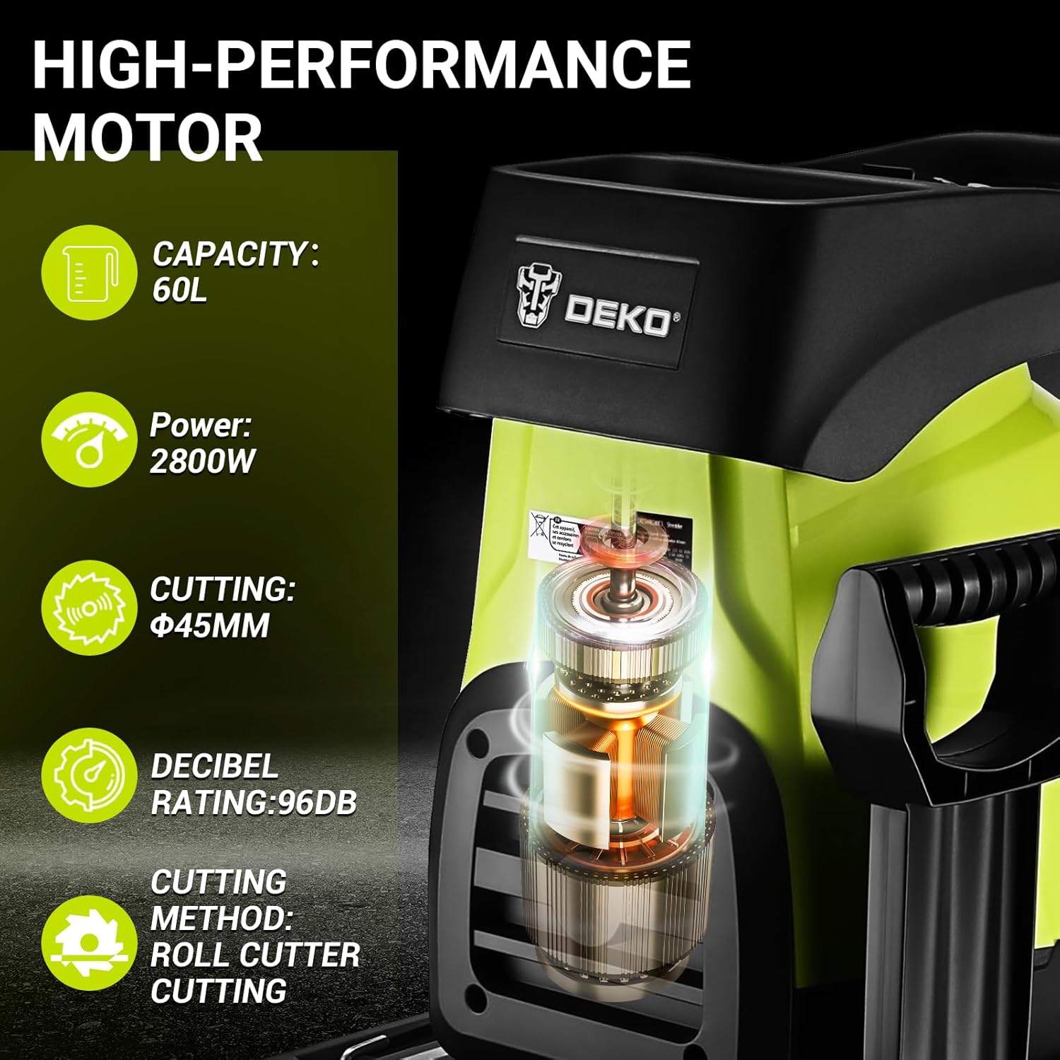 Dekopro Biotrituratore Elettrico 2800W con Cesto 60L - immagine 6