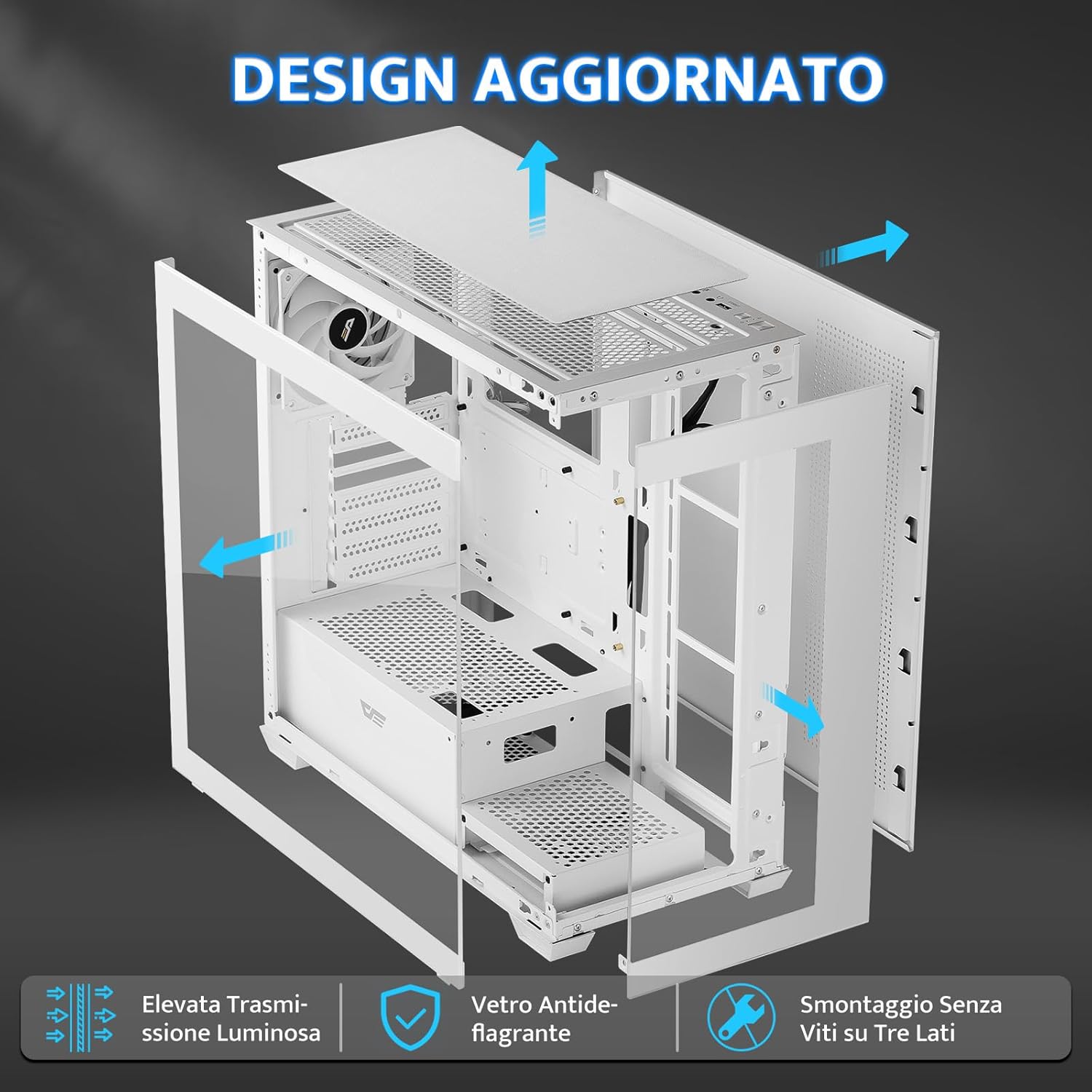 Darkflash DS900 - Case PC Mid-tower ATX, Bianco - immagine 2