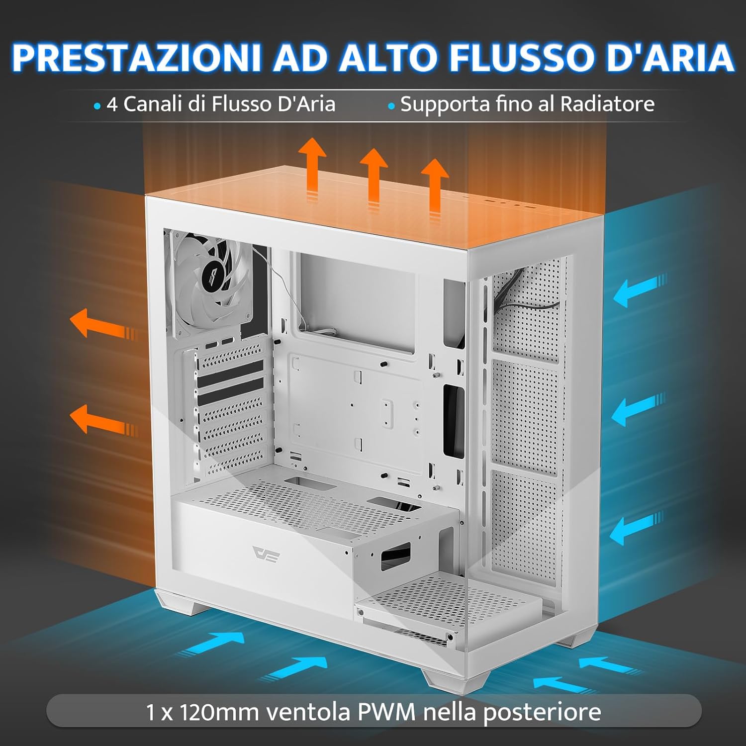 Darkflash DS900 - Case PC Mid-tower ATX, Bianco - immagine 3