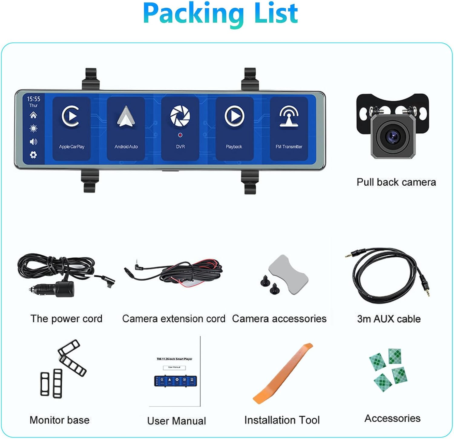 Podofo Specchio Telecamera Auto 11,26" IPS Touchscreen - immagine 7