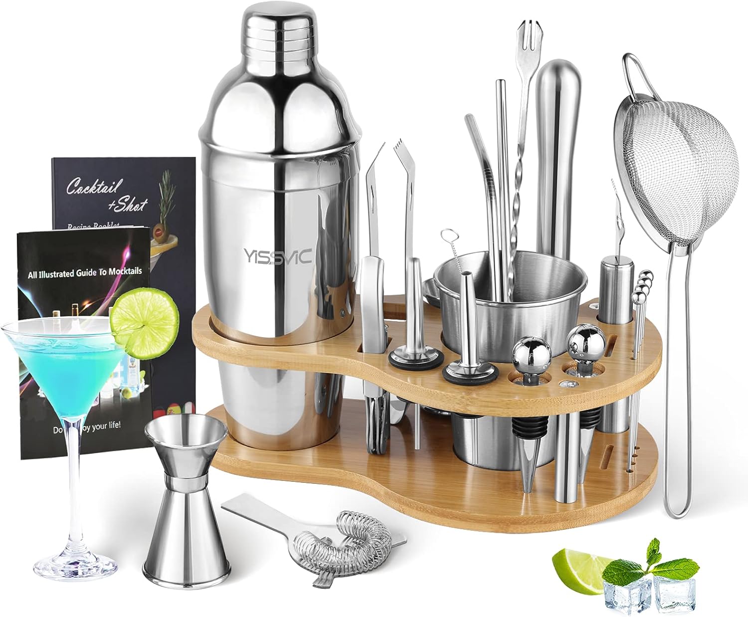 Yissvic Shaker Cocktail Set 22 Pezzi Acciaio Inox 750ml - immagine 1