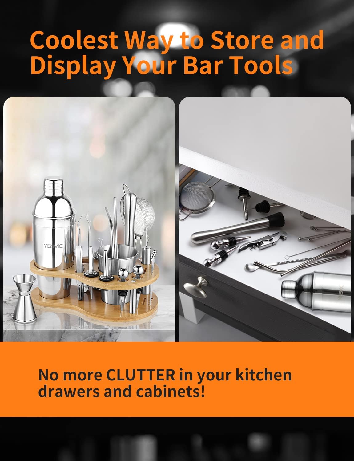 Yissvic Shaker Cocktail Set 22 Pezzi Acciaio Inox 750ml - immagine 3