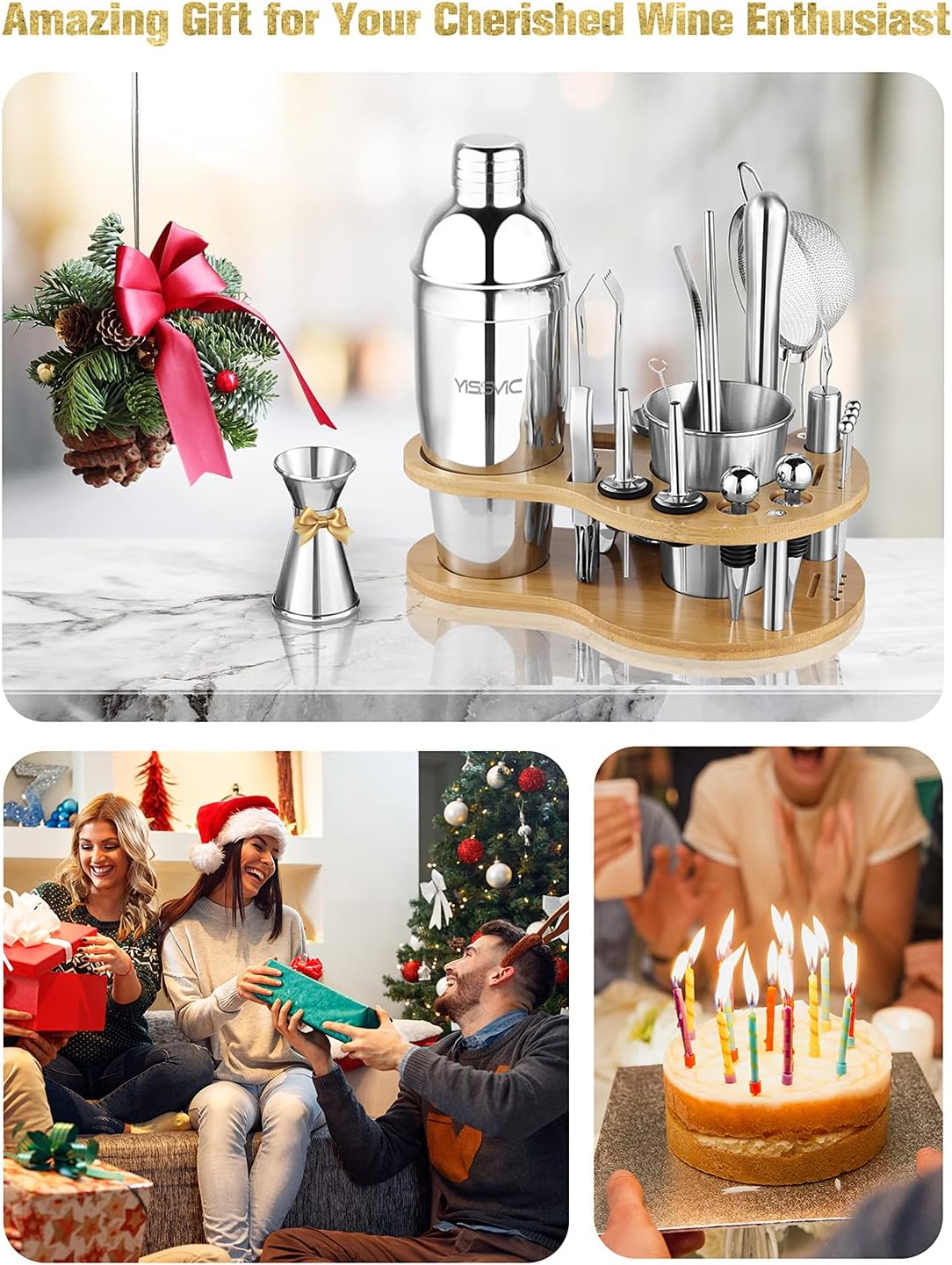 Yissvic Shaker Cocktail Set 22 Pezzi Acciaio Inox 750ml - immagine 6