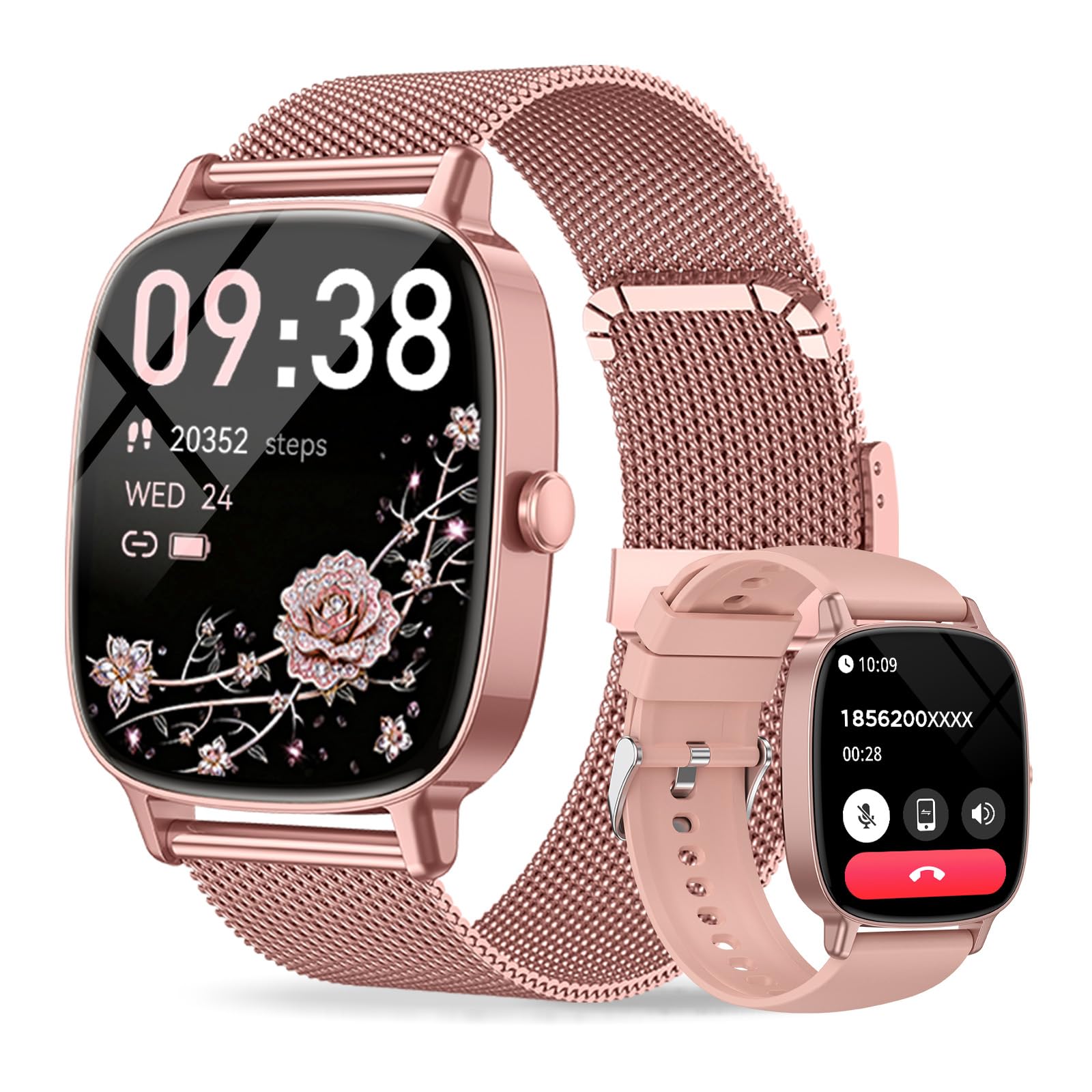 Smartwatch Donna 1.85" HD con Funzione Telefono, Rosa
