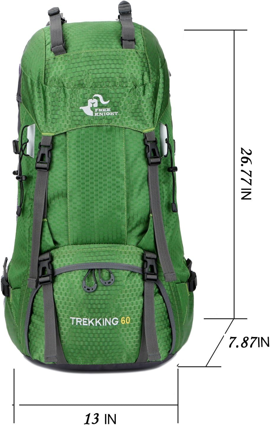 Bseash Zaino Trekking Impermeabile 60L con Copertura - immagine 2