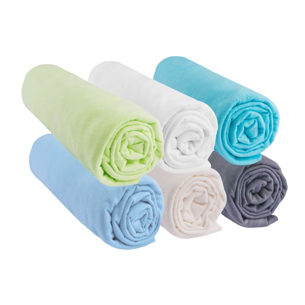 Set di 6 lenzuola da 70 x 140 cm, per lettino da bambino, 70 x 140 cm, 100% cotone jersey, oceano, estensibile, traspirante, sonno sano, marchio Easy Dort, Oeko-Tex | Qualità | Made in Europe