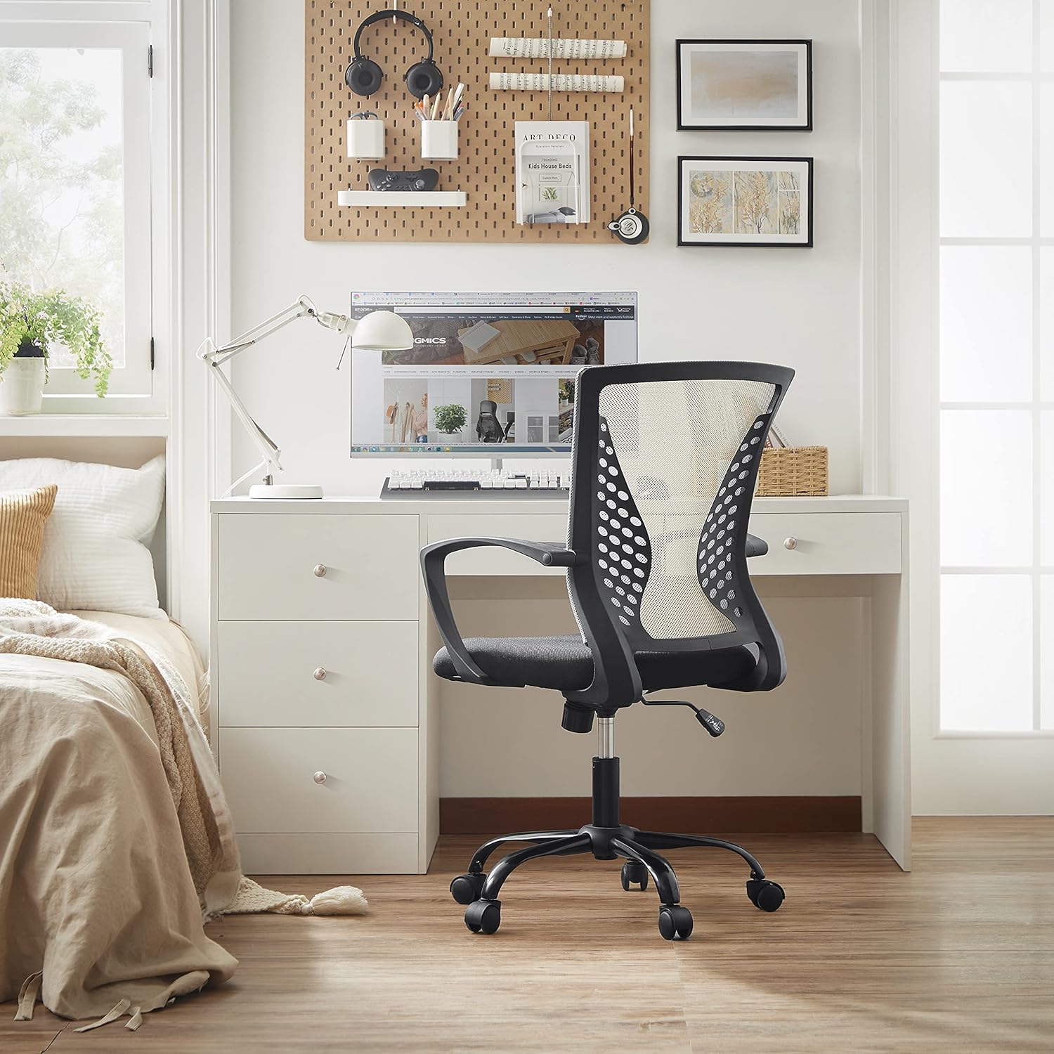 Songmics Sedia Ufficio Girevole Regolabile, Grigio - immagine 2