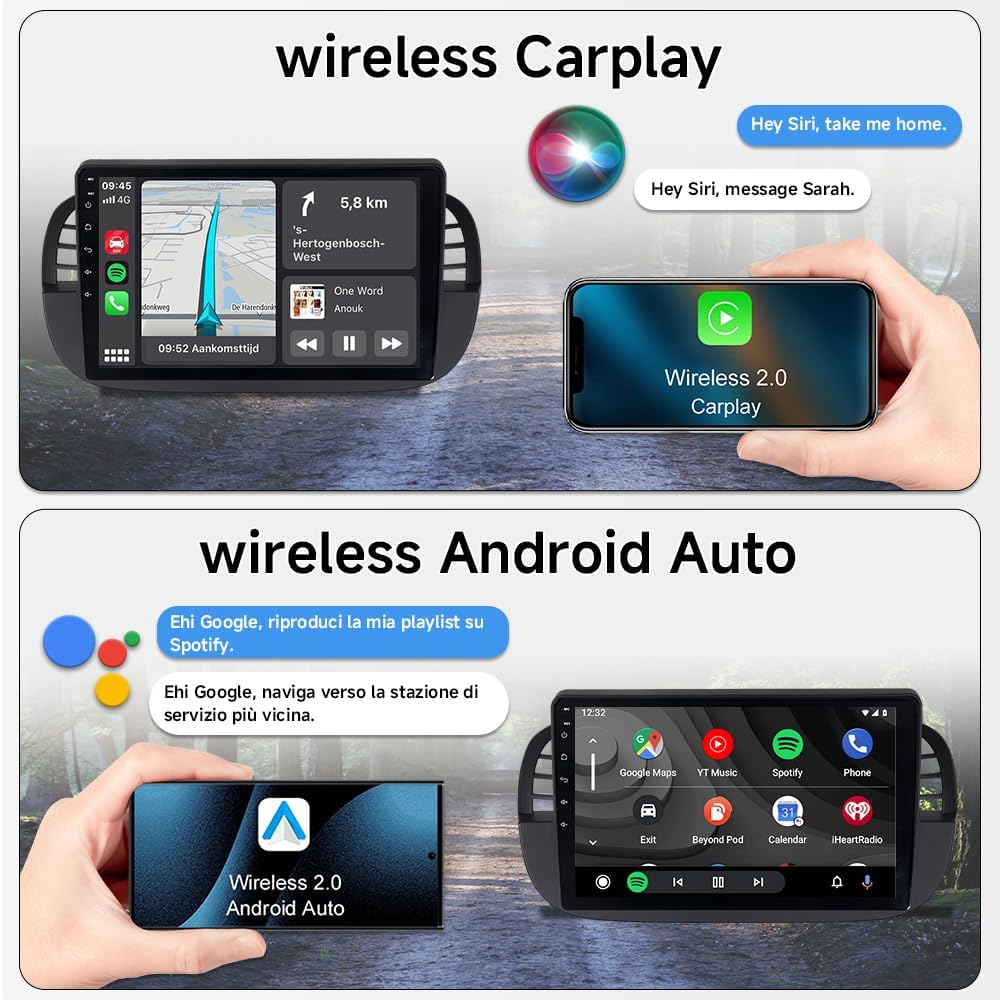 Autoradio 4+64GB per Fiat 500 500C (2007-2015) - immagine 4