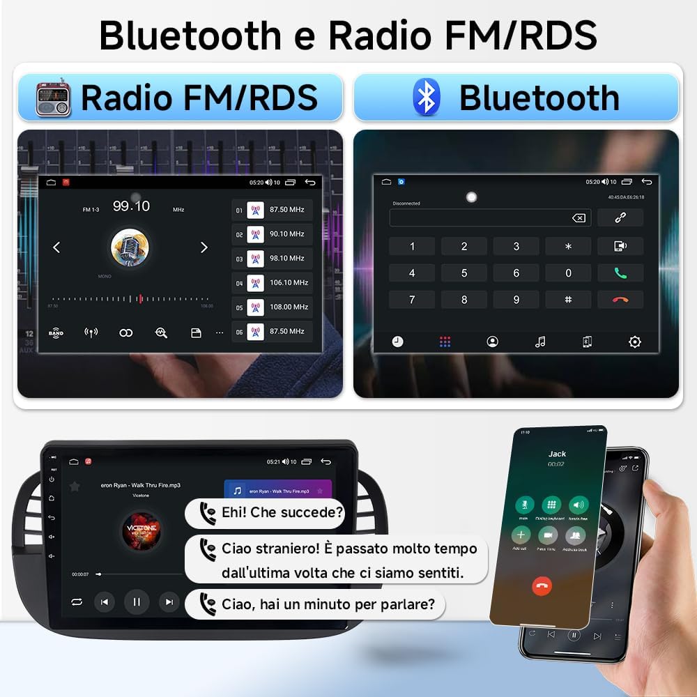 Autoradio 4+64GB per Fiat 500 500C (2007-2015) - immagine 6