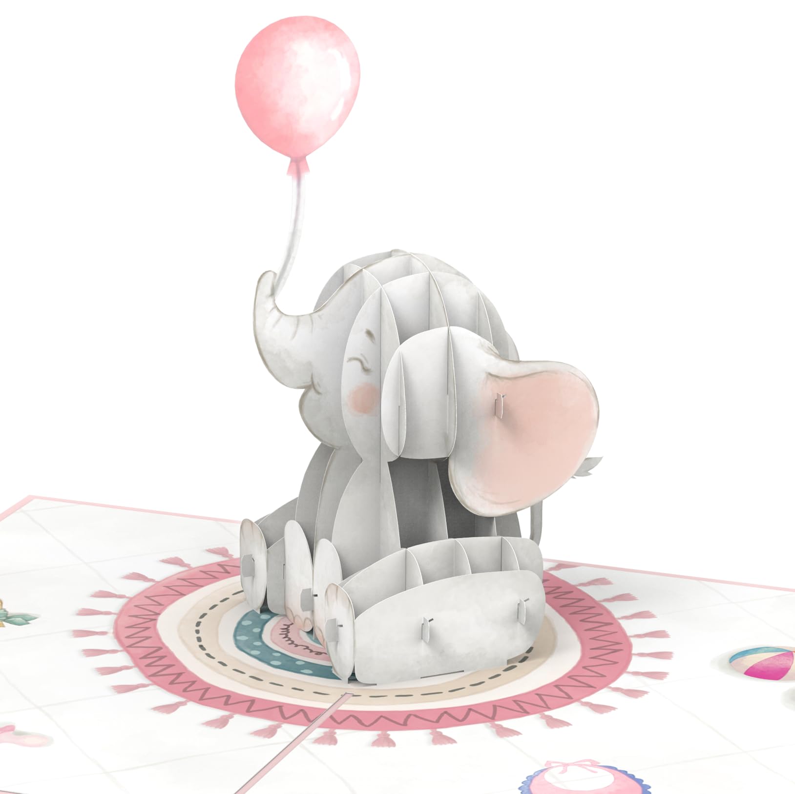 papercrush® - Biglietto Pop-up Elefante Rosa 3D