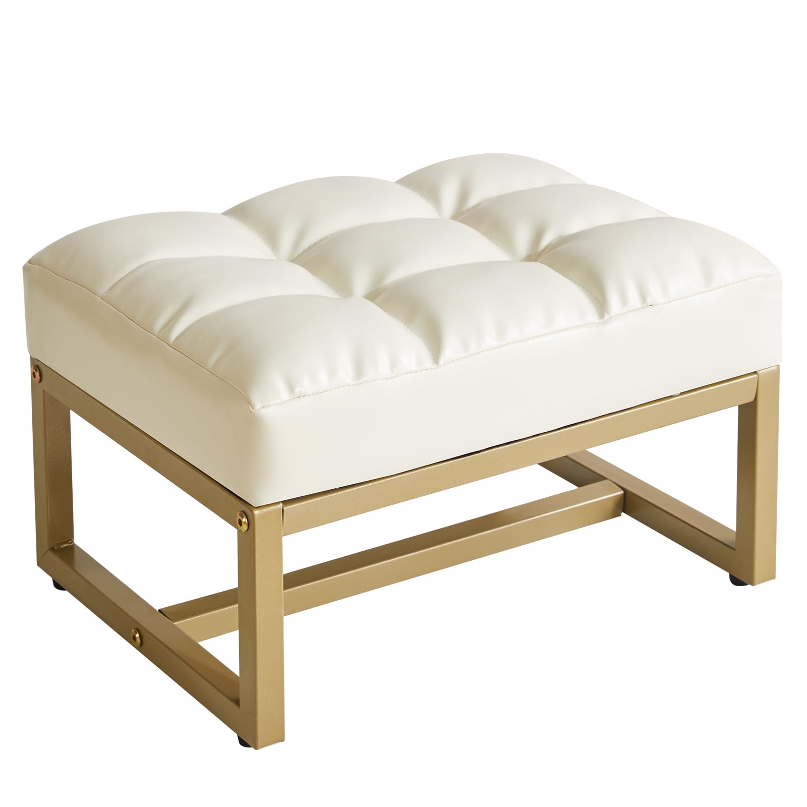 Piccolo Poggiapiedi Rettangolare in Ecopelle, Bianco