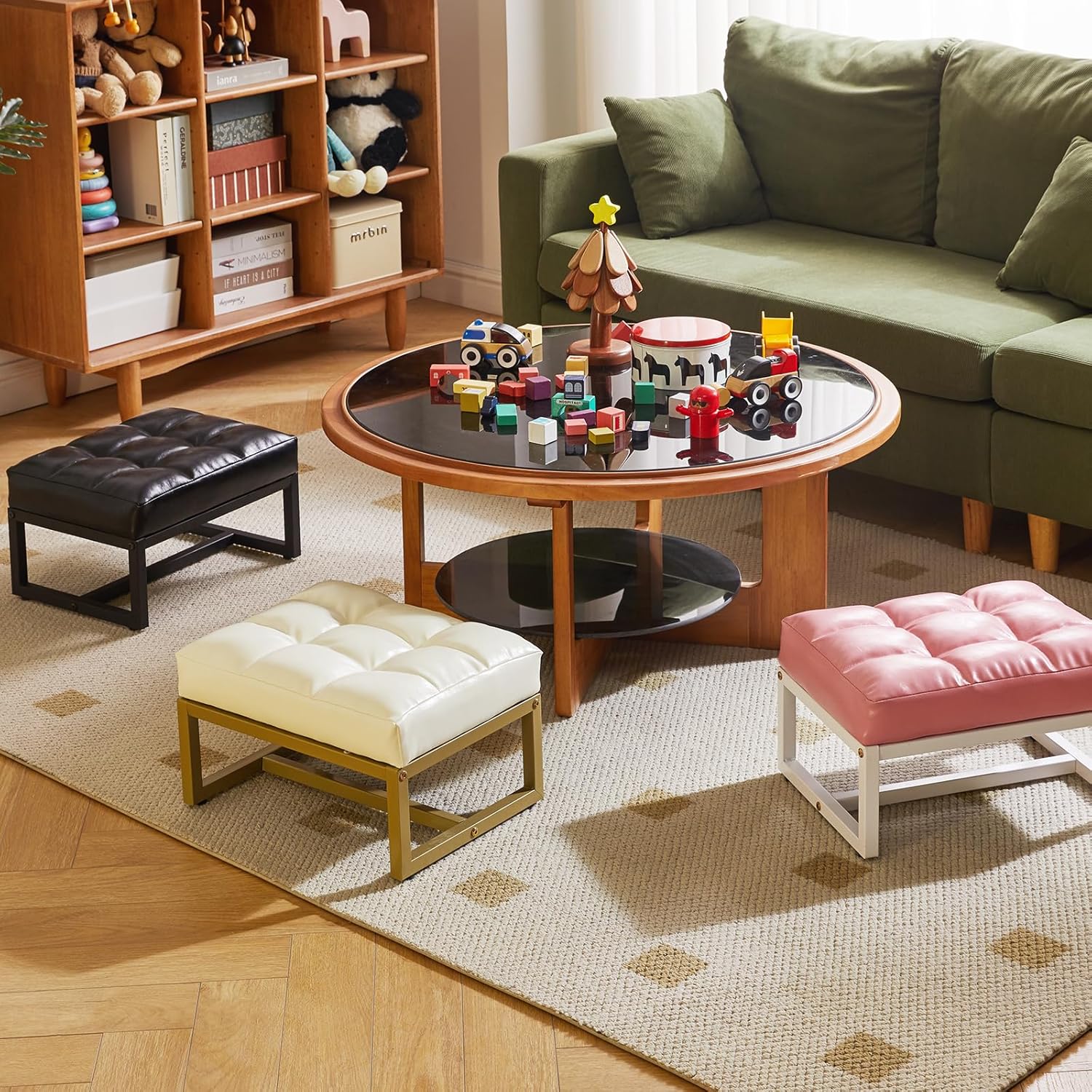 Piccolo Poggiapiedi Rettangolare in Ecopelle, Bianco - immagine 8