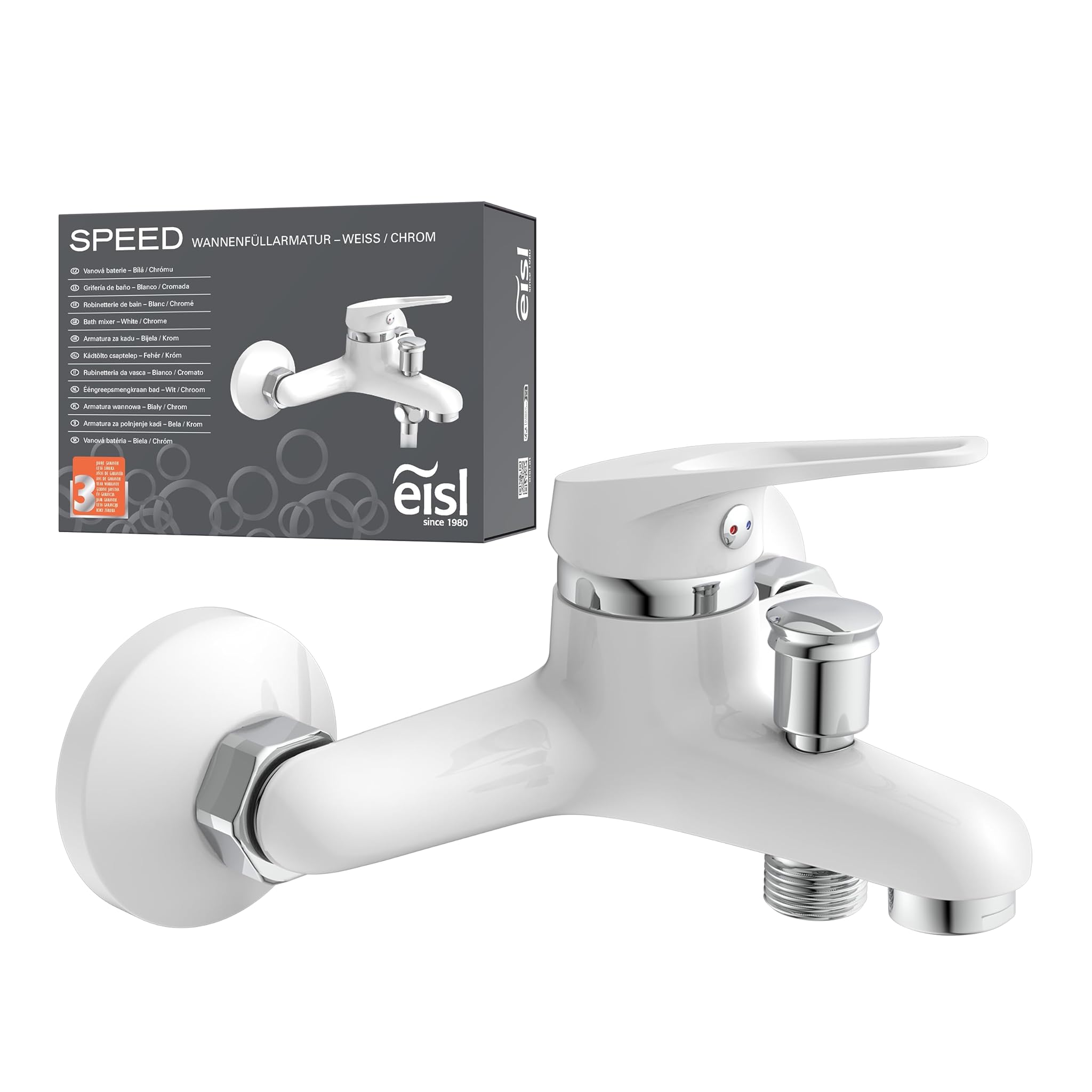 Eisl SPEED NI023SCR-W Rubinetto Vasca da Bagno Cromo/Bianco