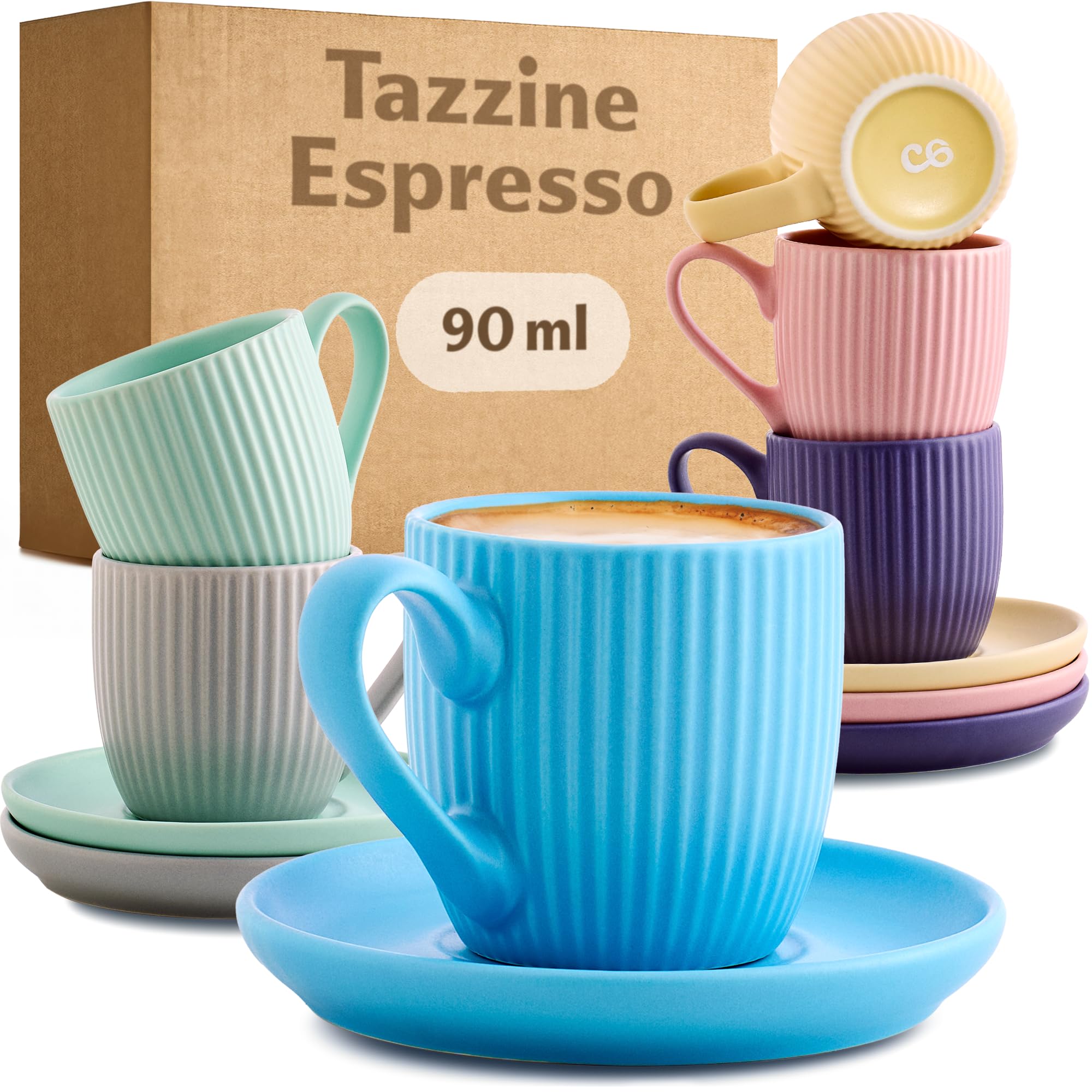 Cosumy Tazzine Caffè Espresso Moderne con Piattino