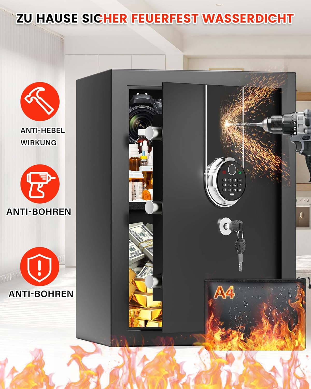 Tiskgg Cassaforte Ignifuga Digitale 67L - immagine 2